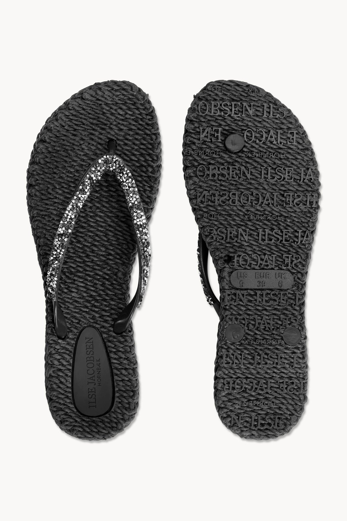 Flip Flops With Rhinestones - Black