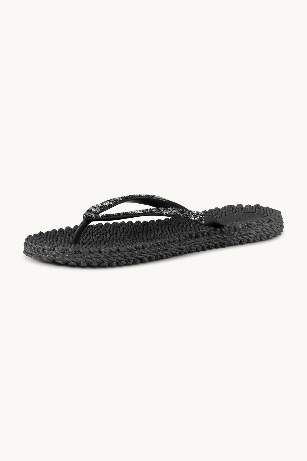 Flip Flops With Rhinestones - Black