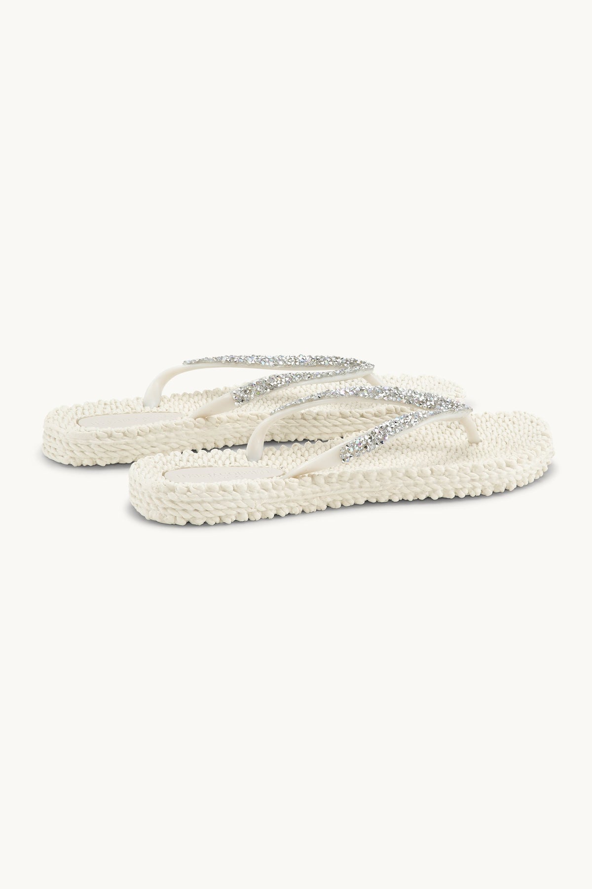 Flip Flops With Rhinestones - Creme