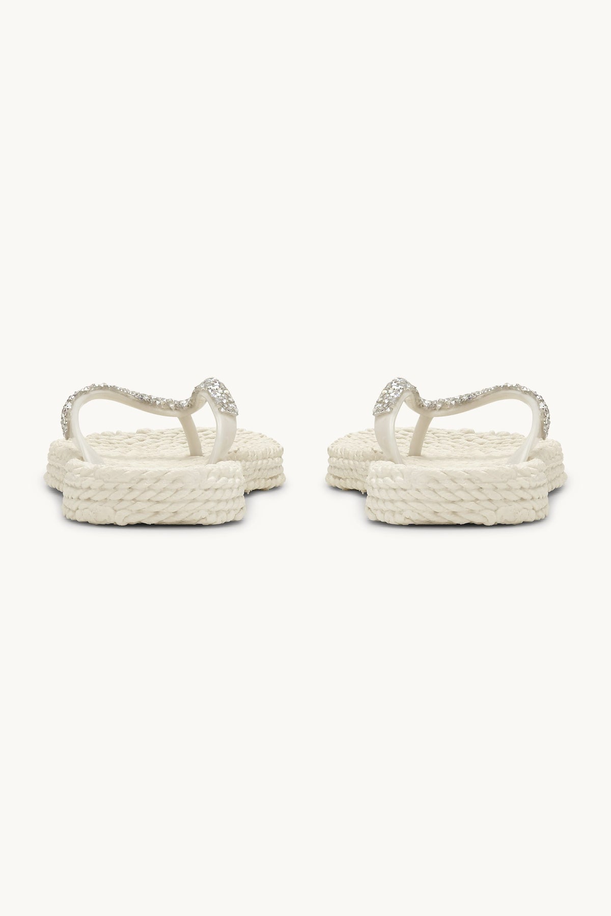 Flip Flops With Rhinestones - Creme