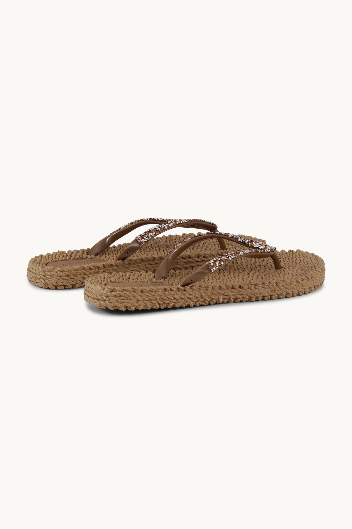 Flip Flops With Rhinestones - Mocca