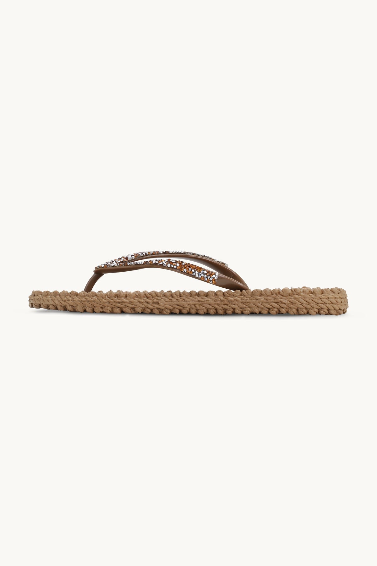 Flip Flops With Rhinestones - Mocca