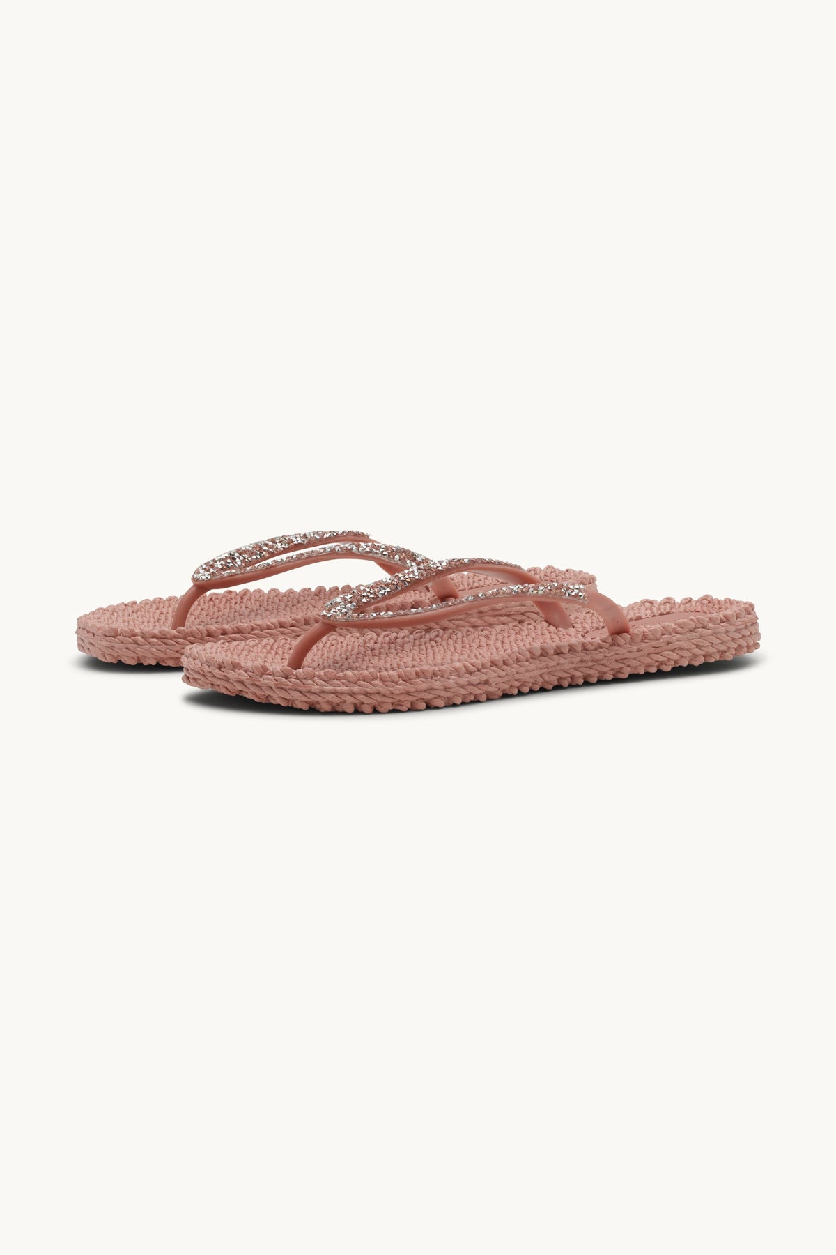 Flip Flops With Rhinestones - Misty Rose