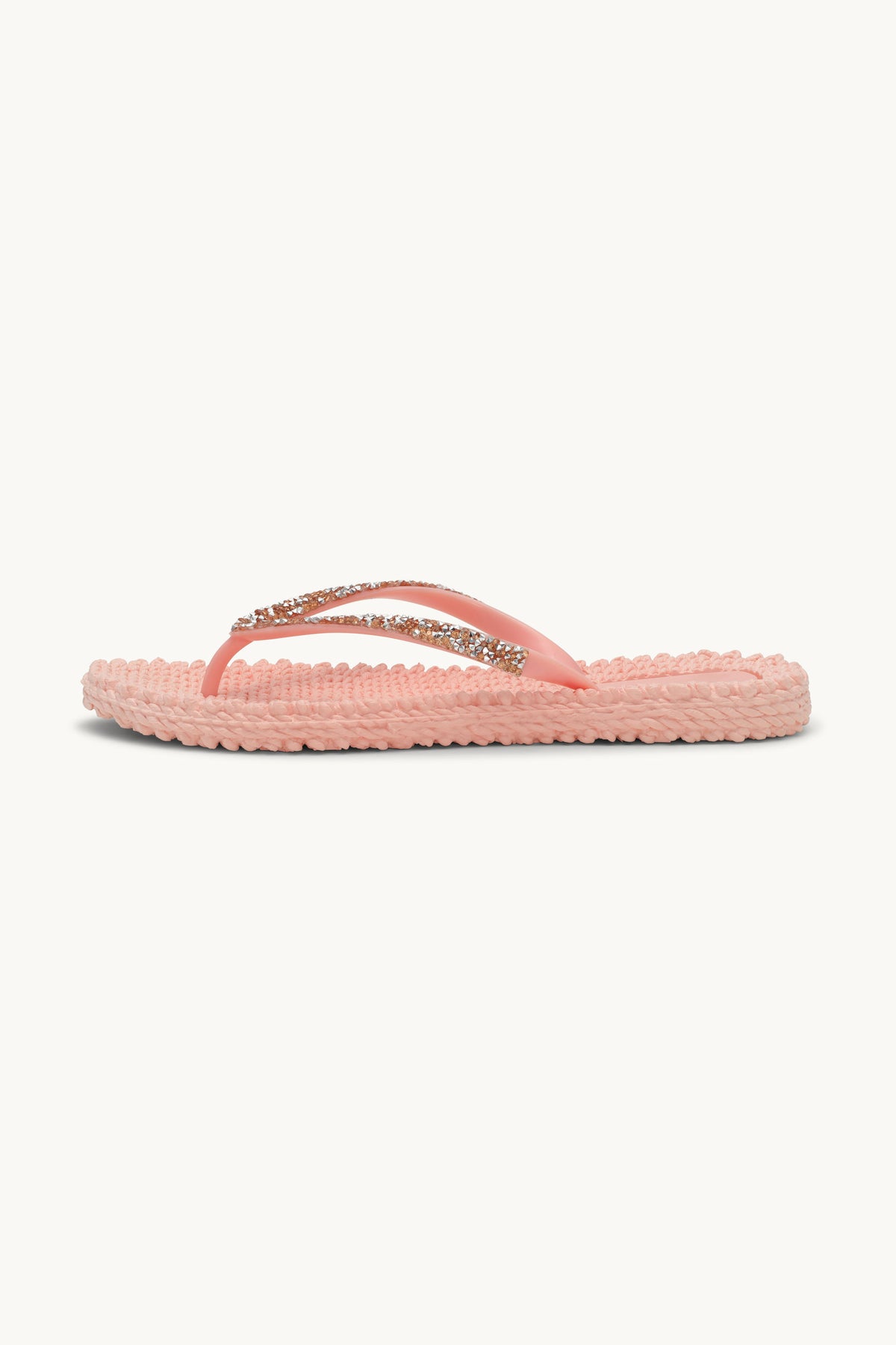 Flip Flops With Rhinestones - Soft Coral