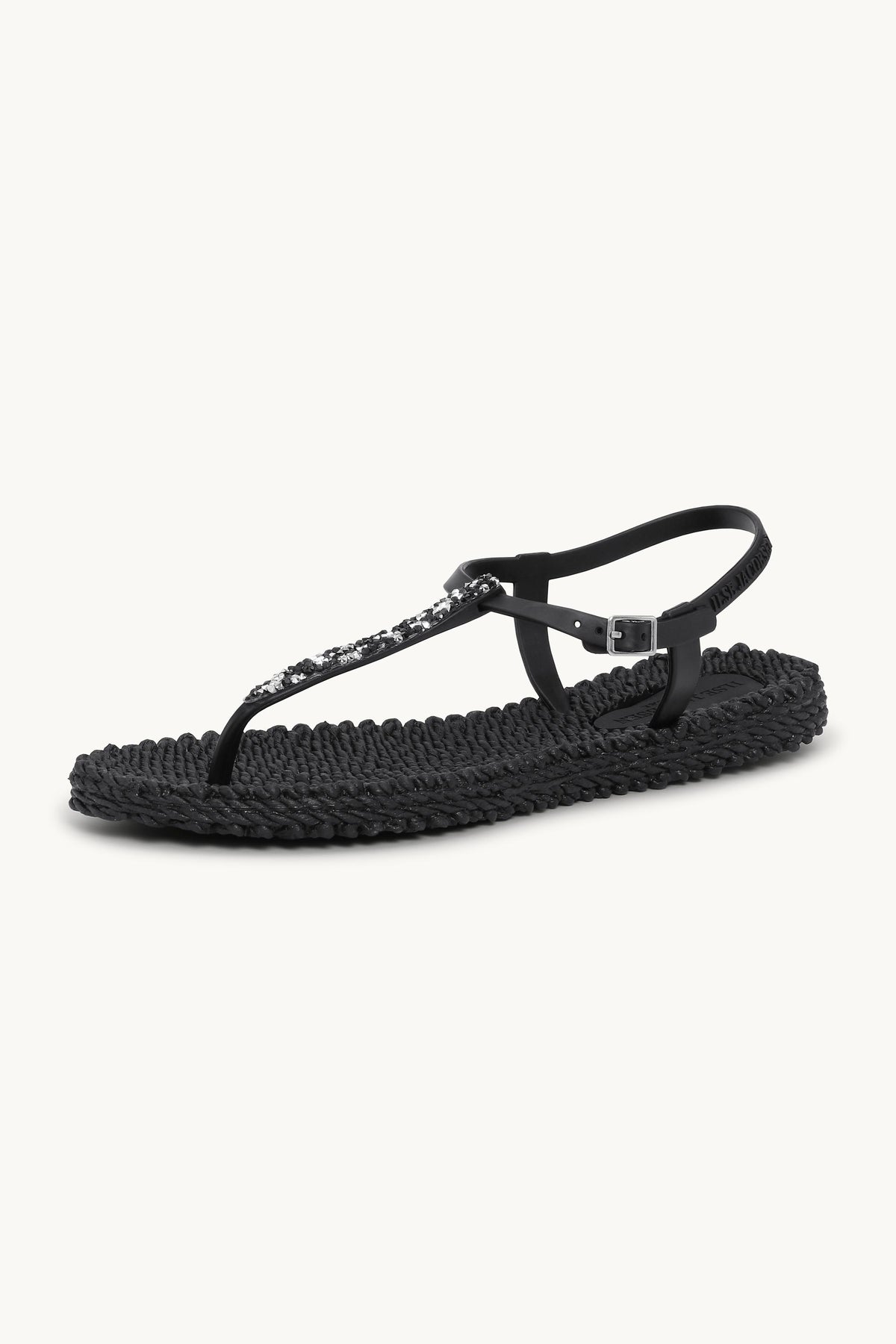 Flip Flops With Rhinestones - Black