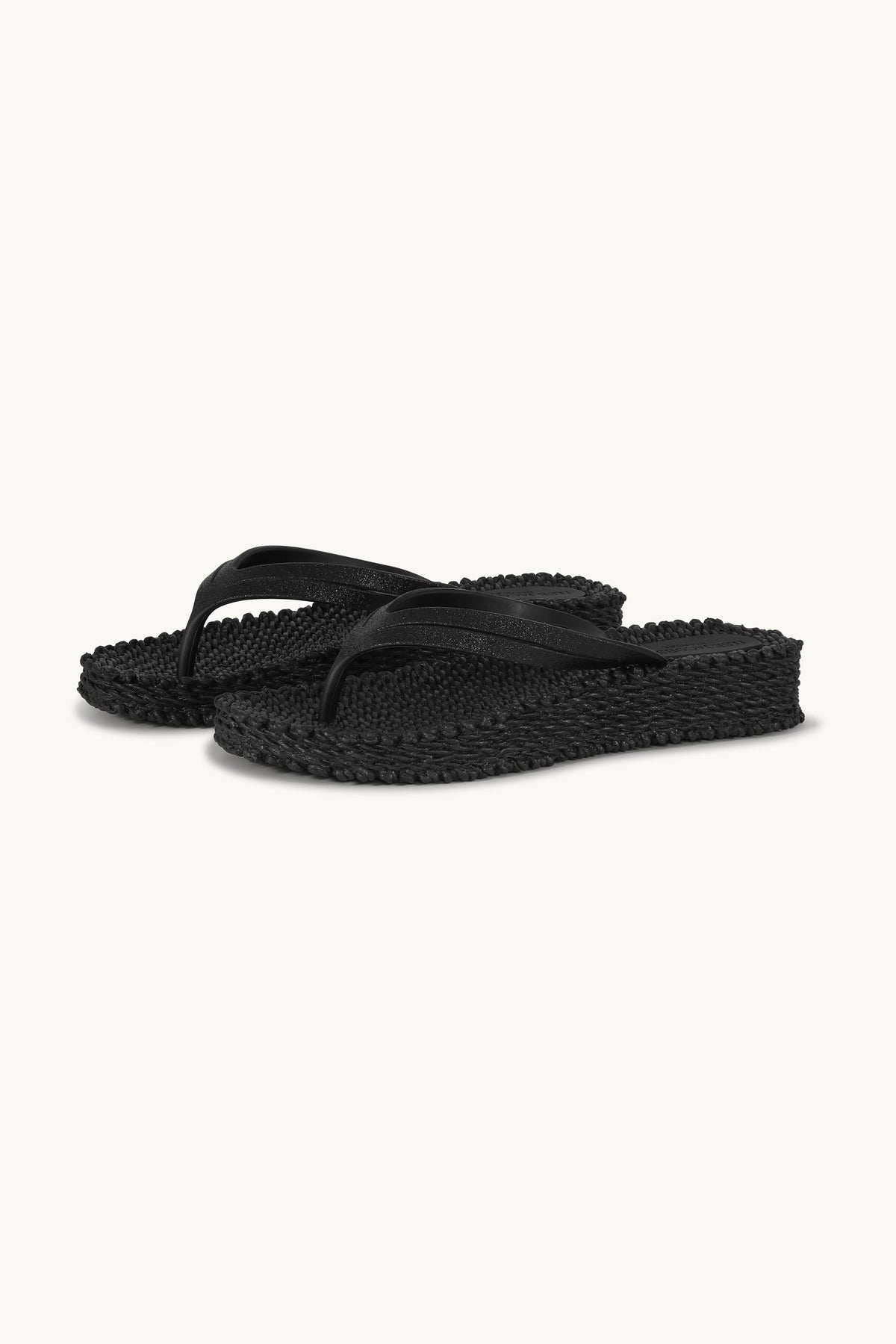 Platform Klipklapper Glitter - Black