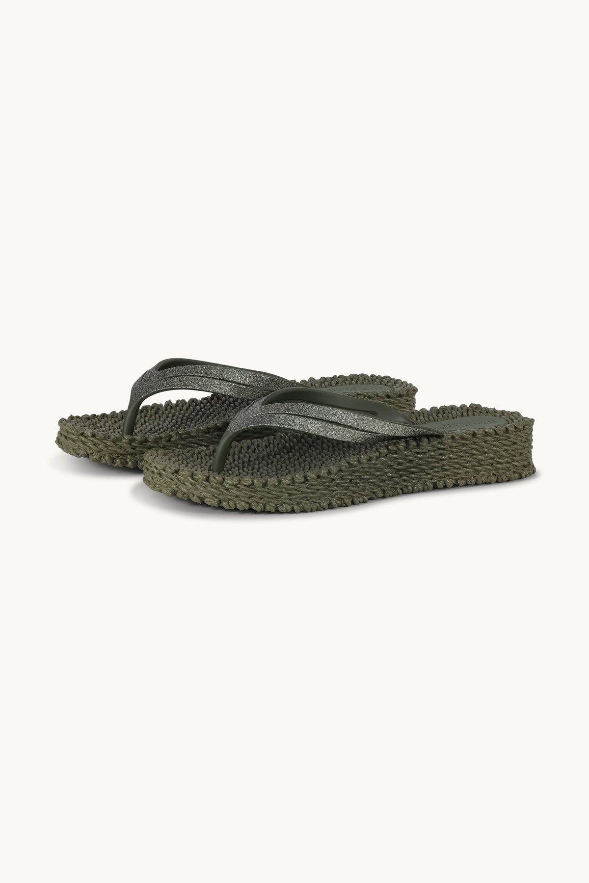 Platform Klipklapper Glitter - Army