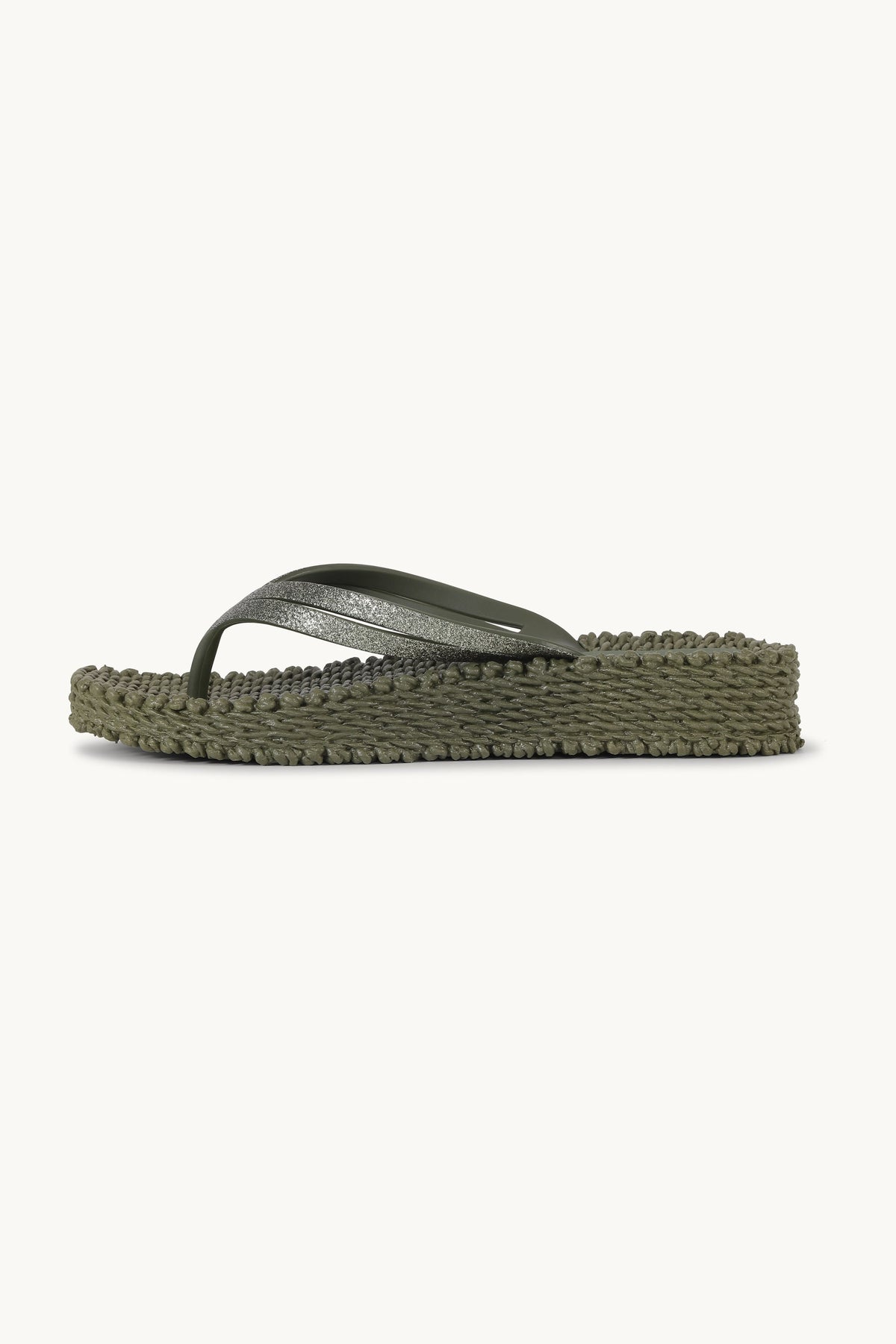 Platform Klipklapper Glitter - Army