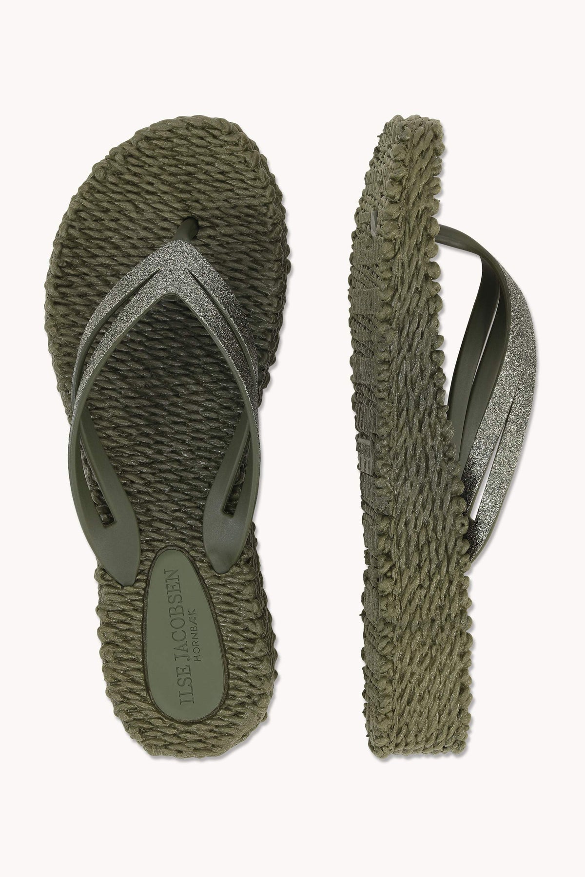 Platform Klipklapper Glitter - Army