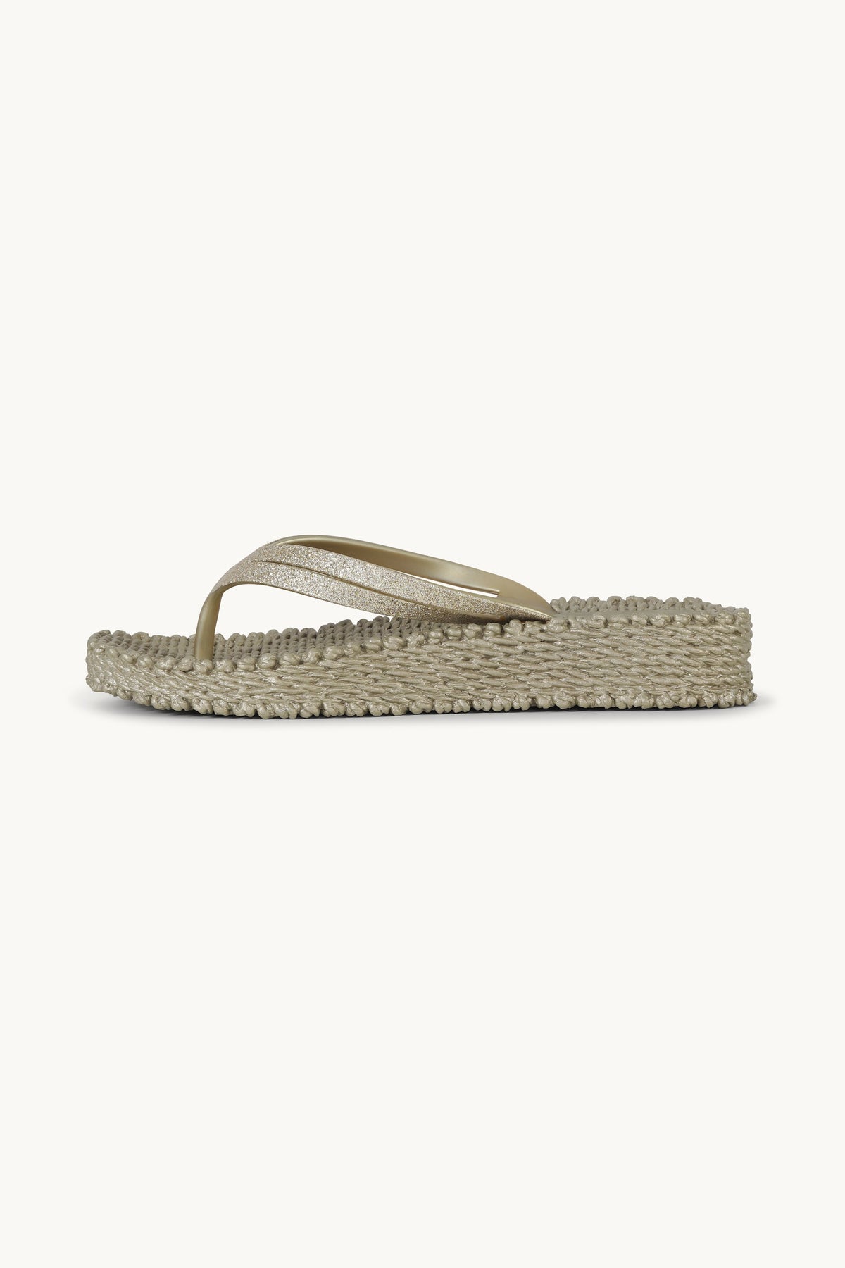 Platform Klipklapper Glitter - Platin