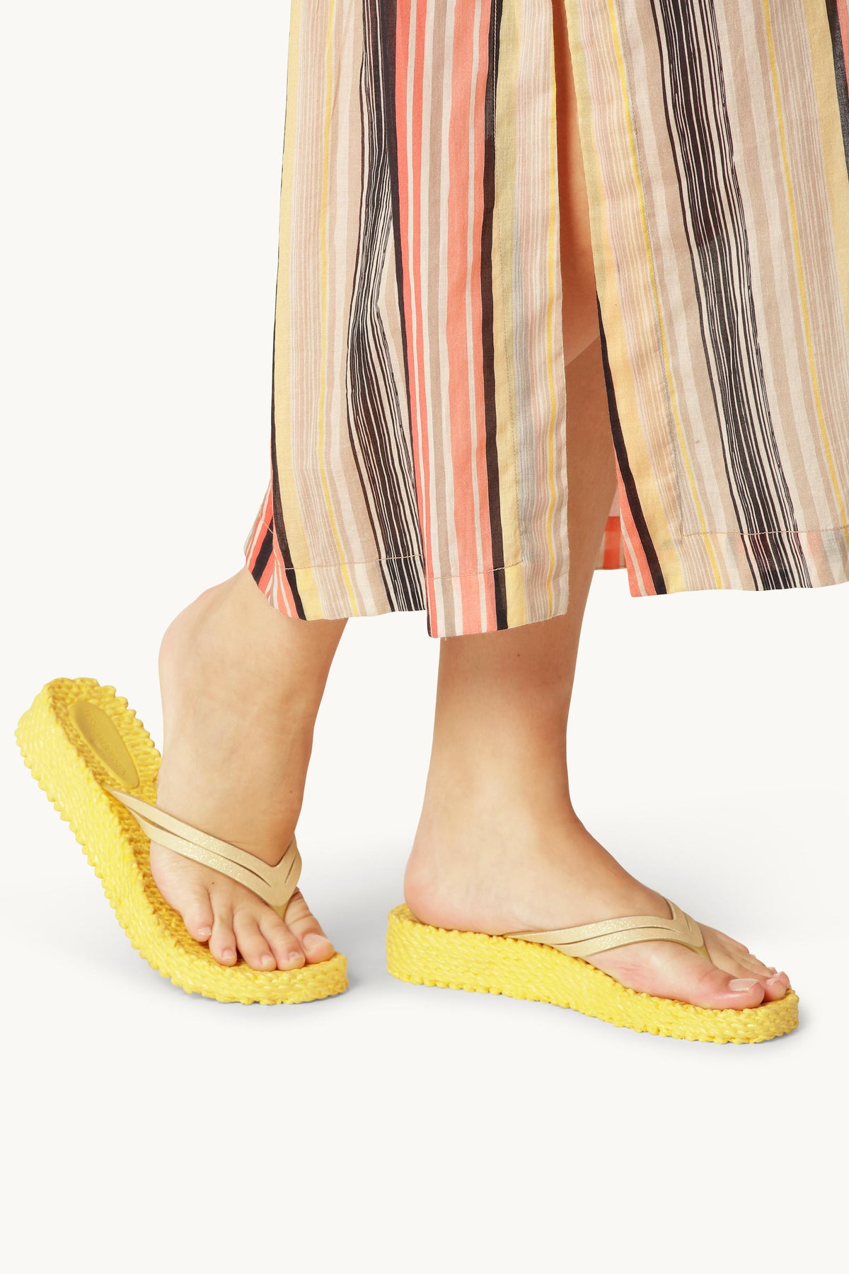 Platform Klipklapper Glitter - Pale Banana