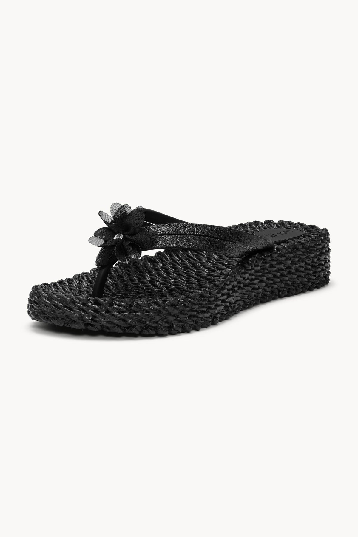 Flip Flops with Flower - Black