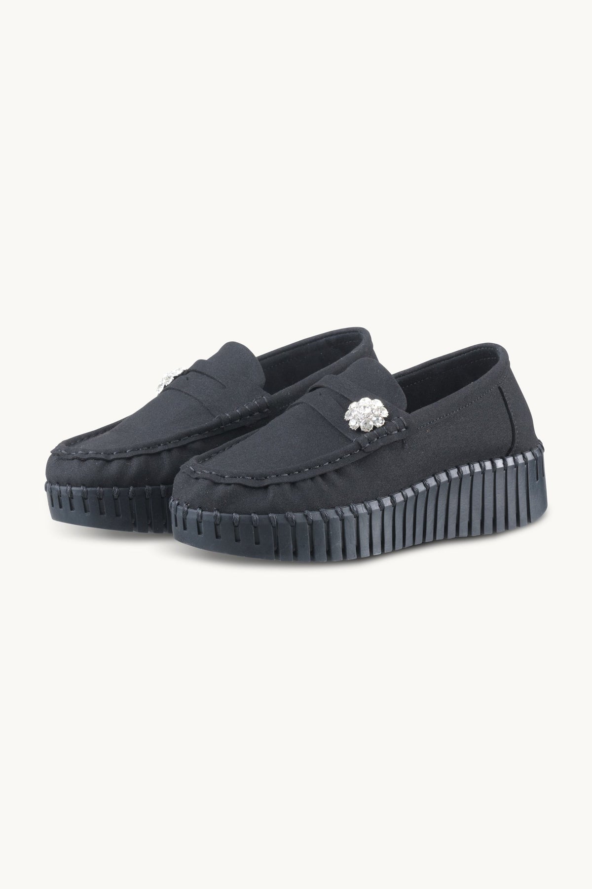 Tulip Penny Loafer Wedge - Black Black