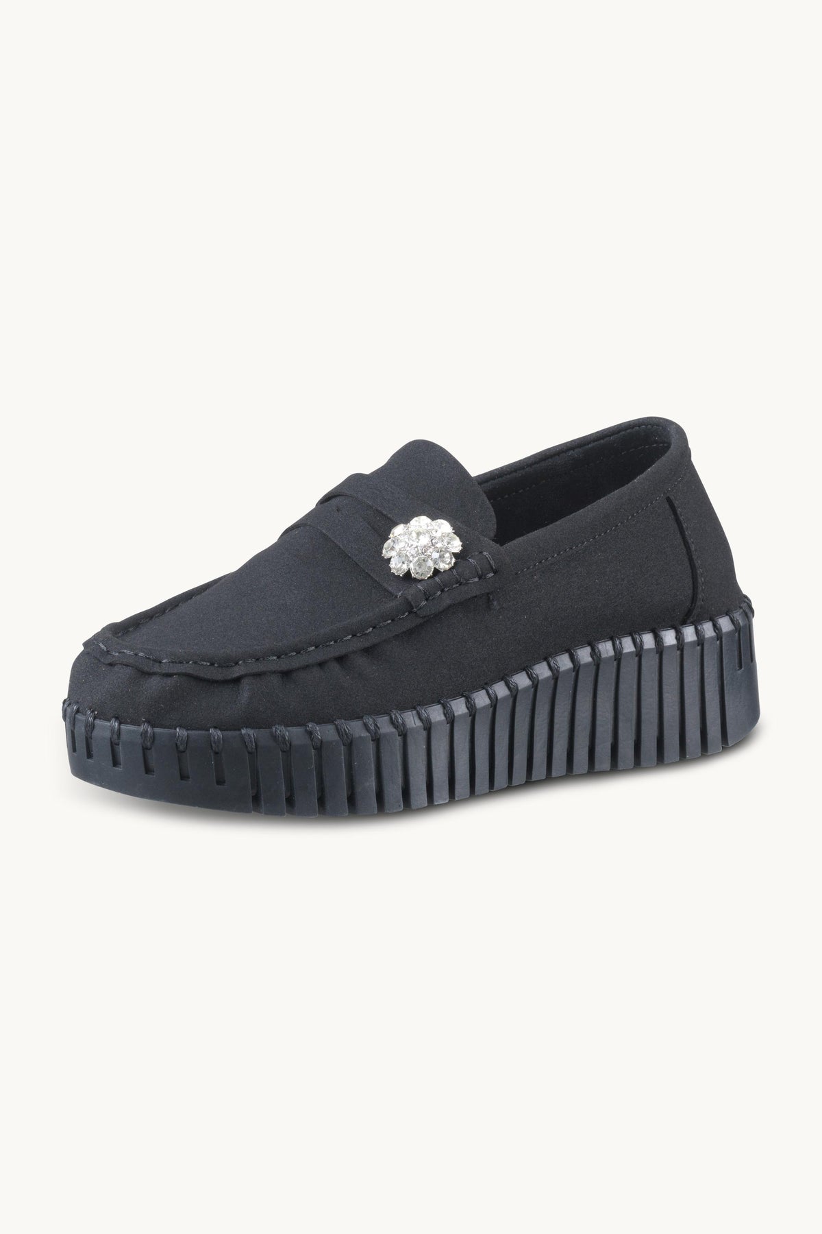 Tulip Penny Loafer Wedge - Black Black