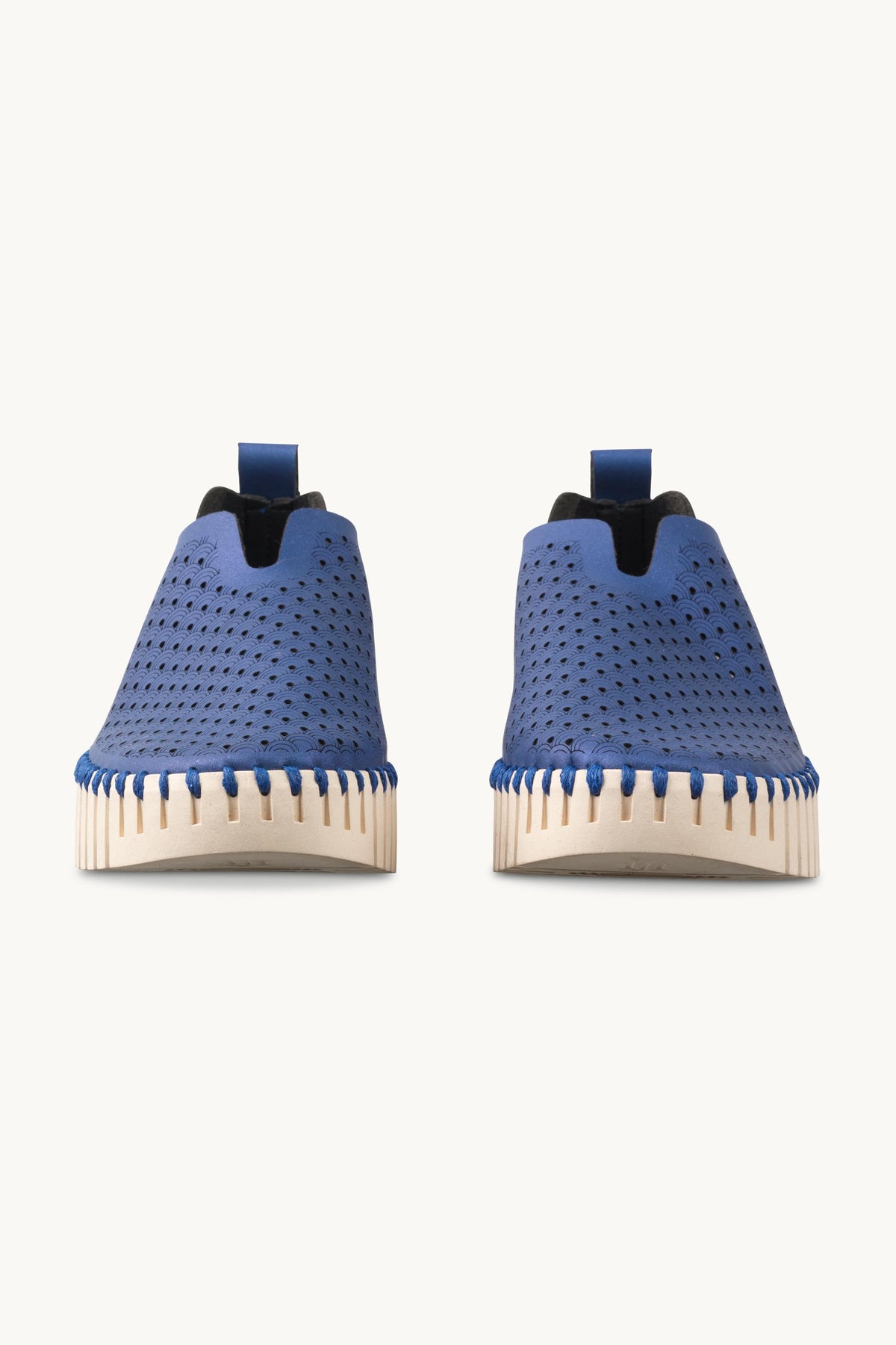 Tulip Slip-On Wedge - Blue Web Pearled Ivory