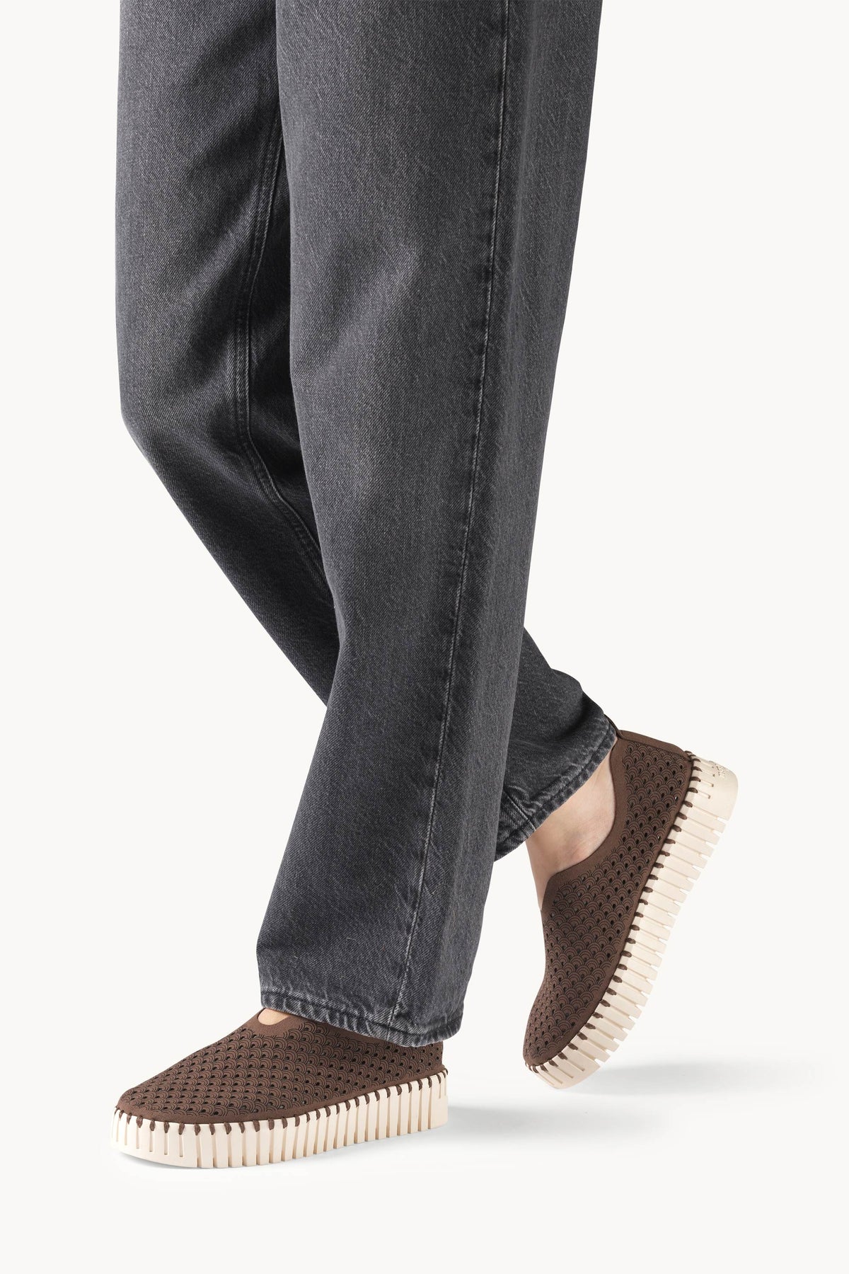 Platform Tulip Sko - Brown Pearled Ivory