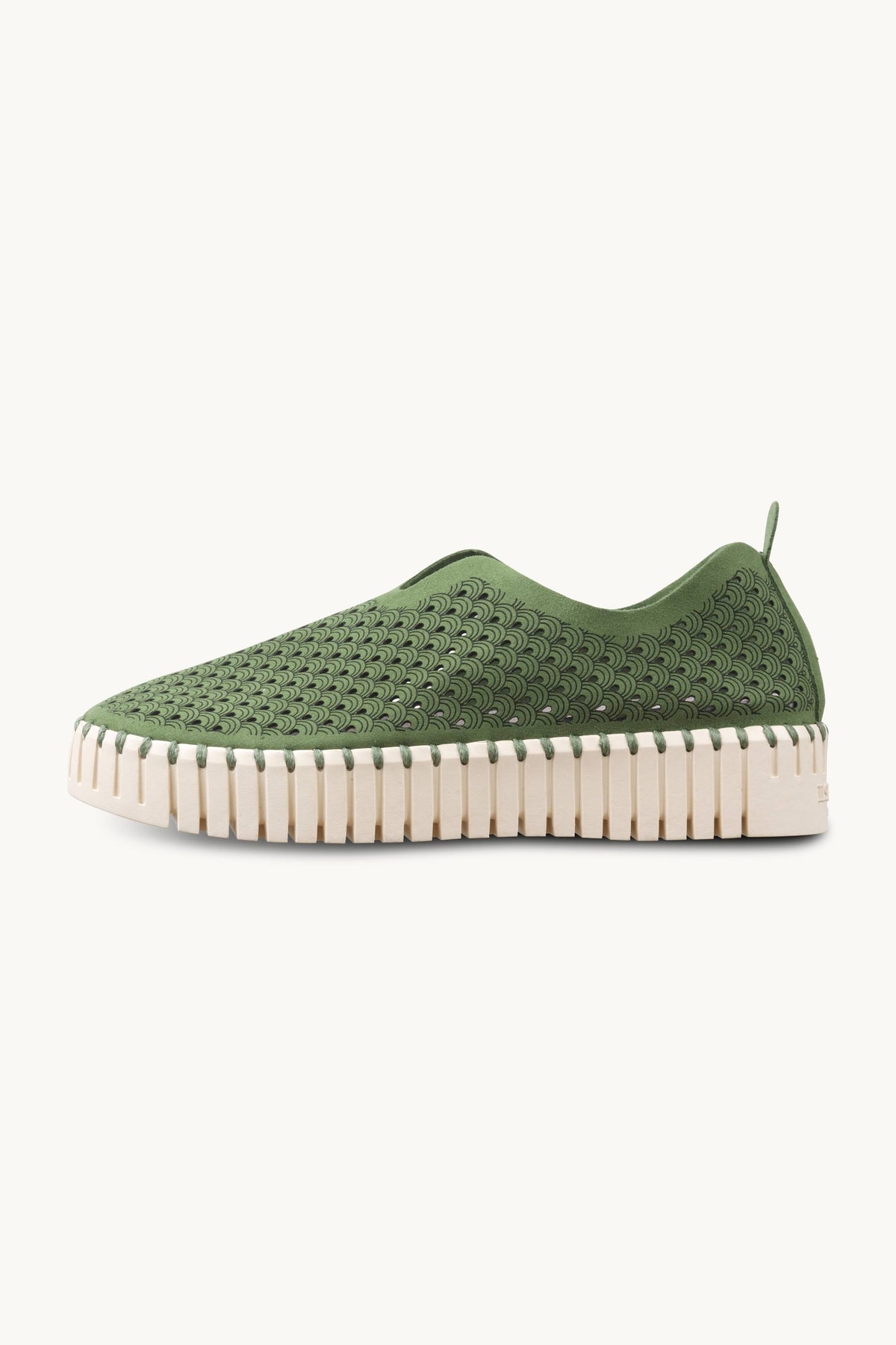 Platform Tulip Sko - Artichoke Green Pearled Ivory