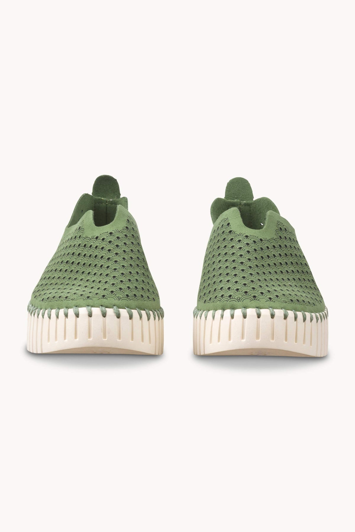 Platform Tulip Sko - Artichoke Green Pearled Ivory