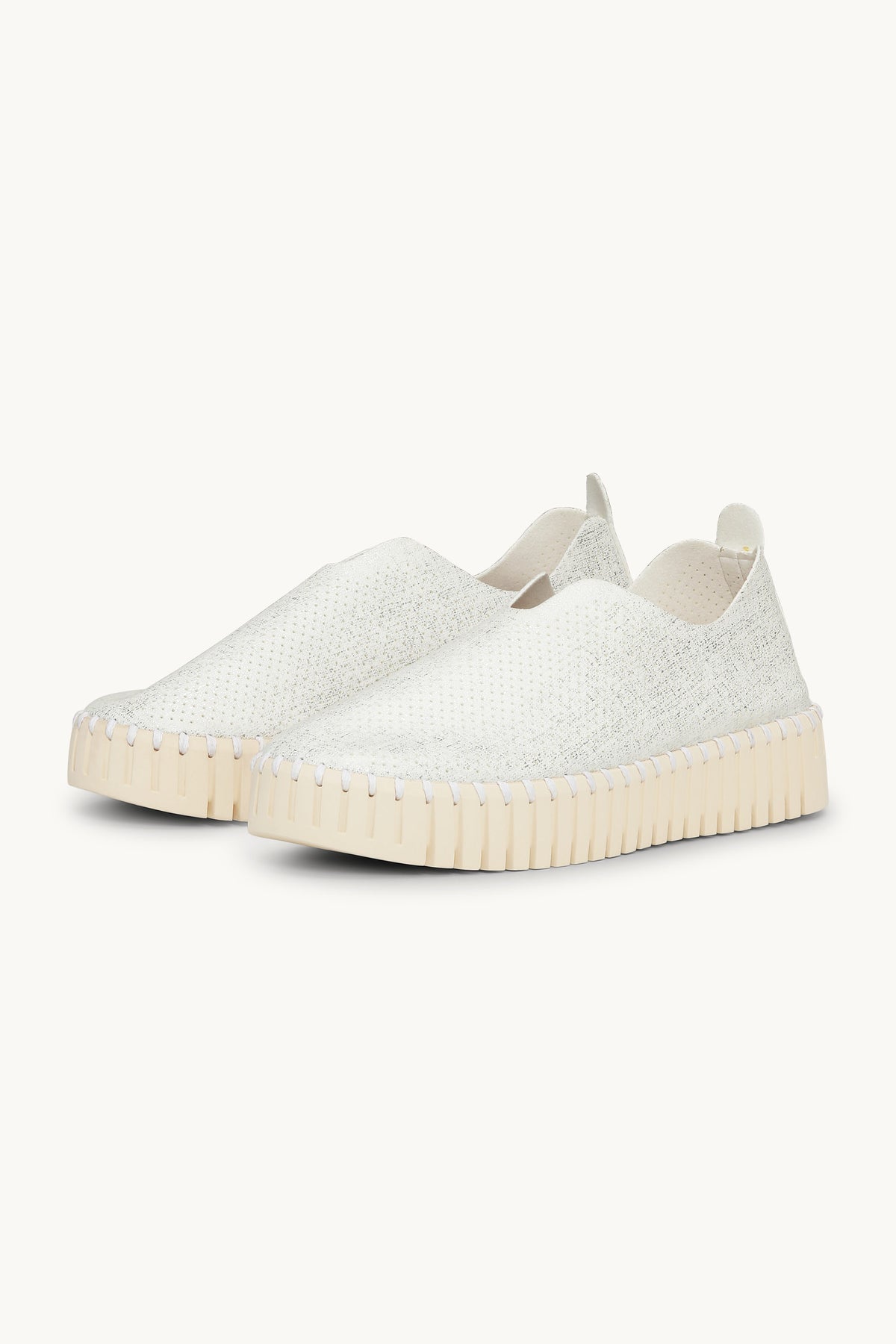 Platform Tulip Sko Glitter - White Pearled Ivory
