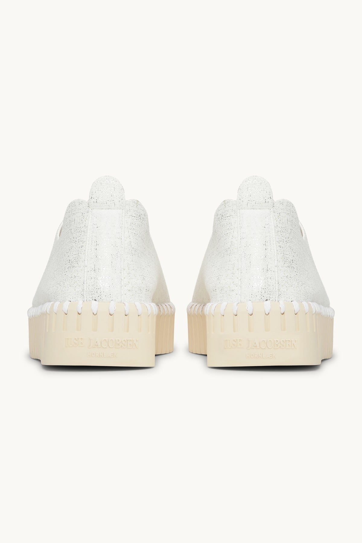 Platform Tulip Sko Glitter - White Pearled Ivory