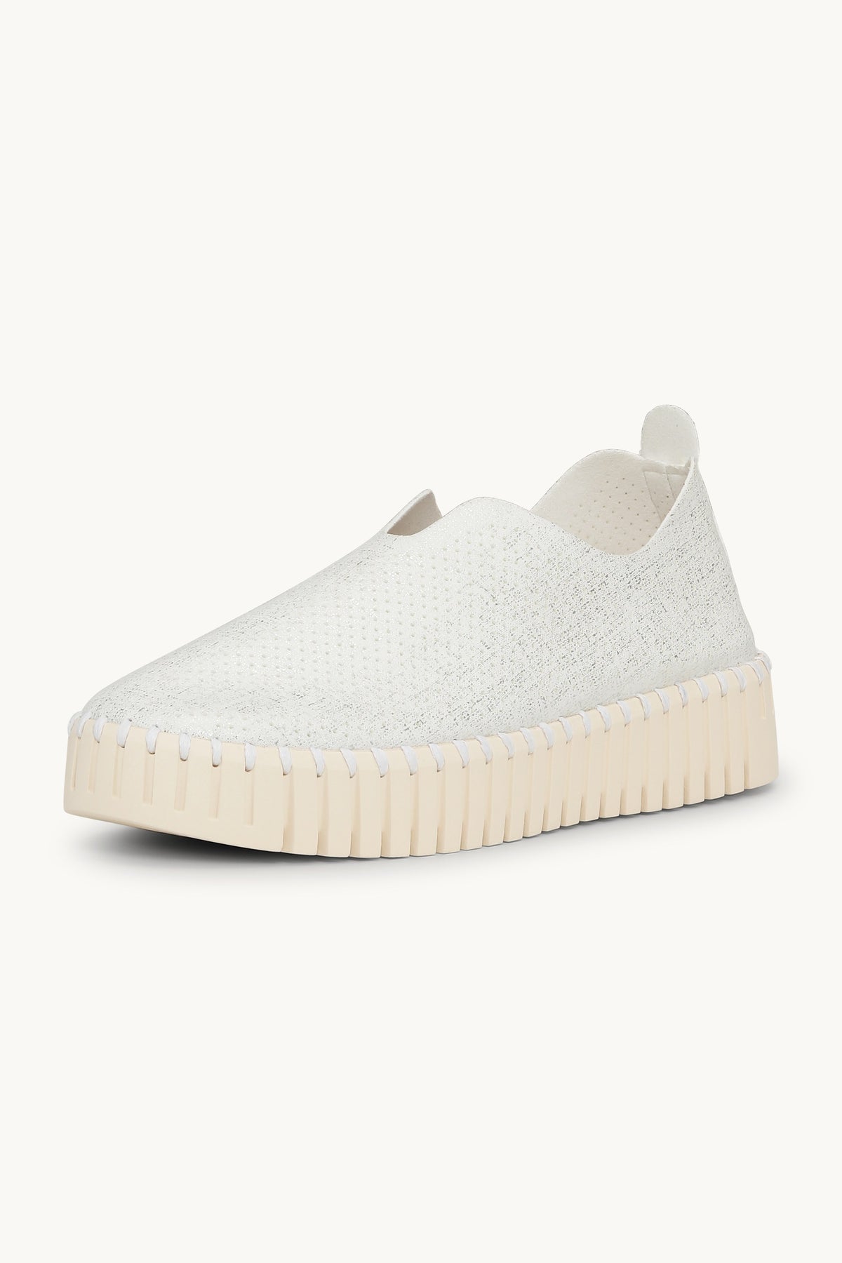 Platform Tulip Sko Glitter - White Pearled Ivory