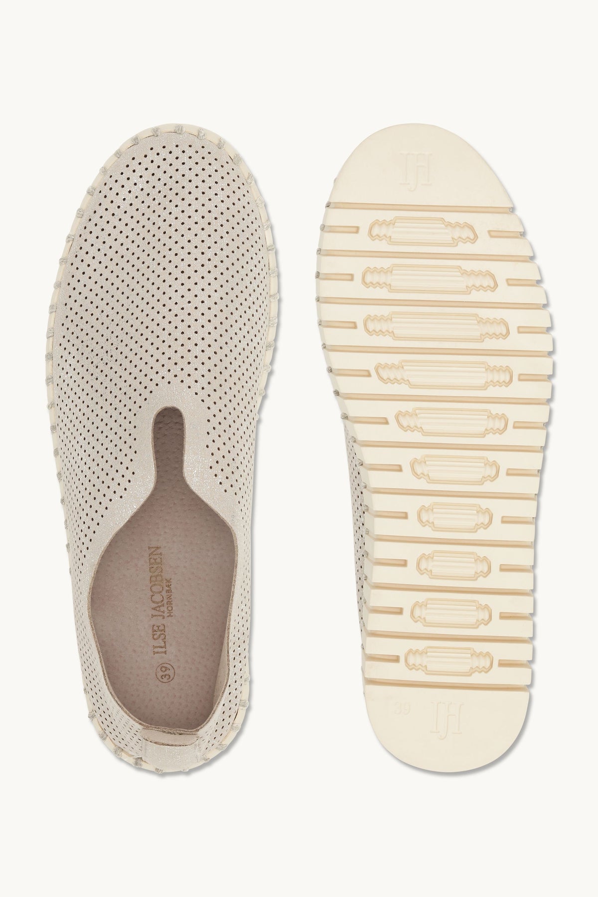 Platform Tulip Sko Glitter - Silver Pearled Ivory