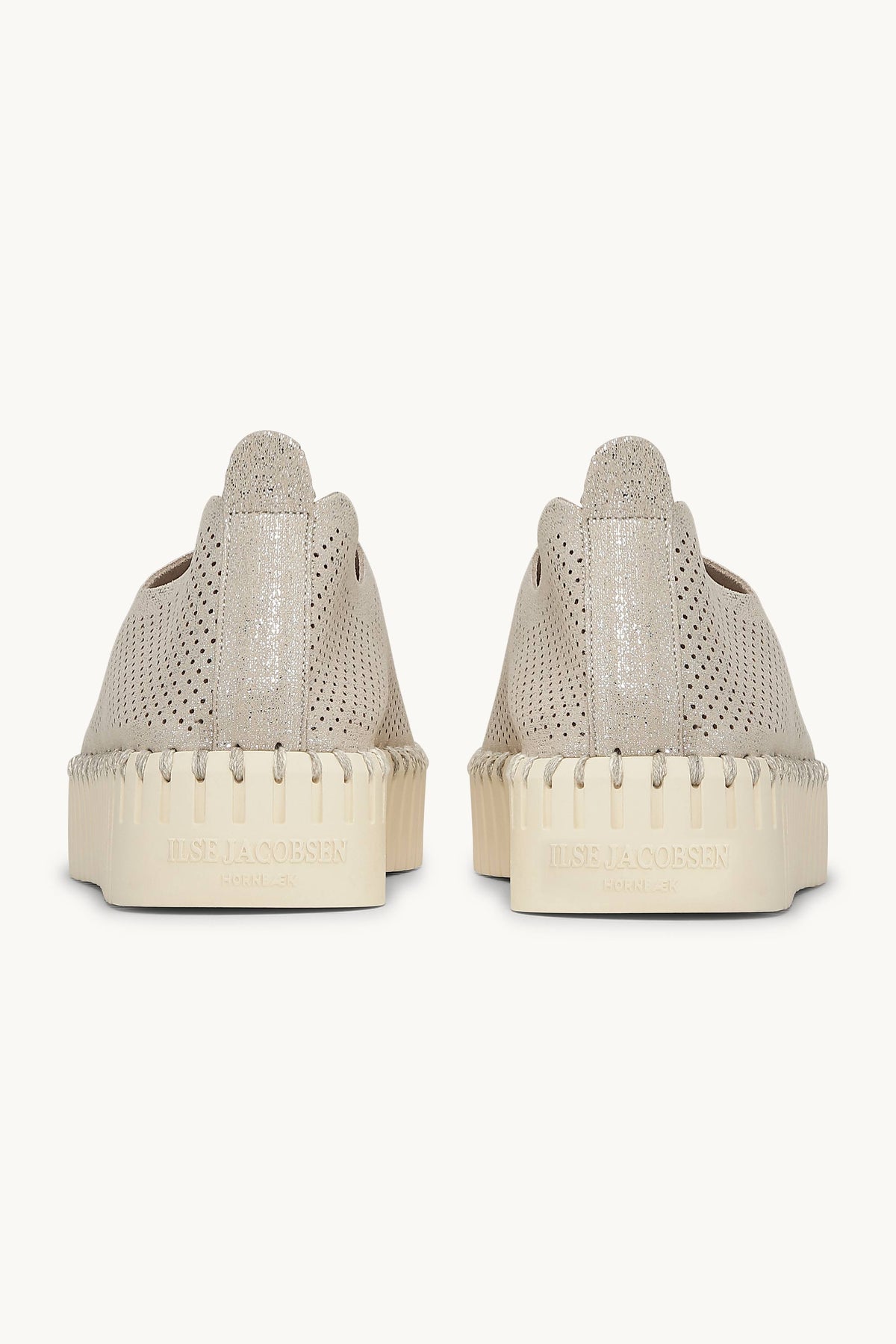 Platform Tulip Sko Glitter - Silver Pearled Ivory