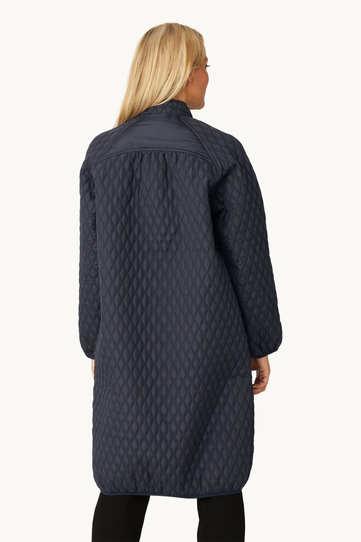Long Quilt Coat - Dark Indigo