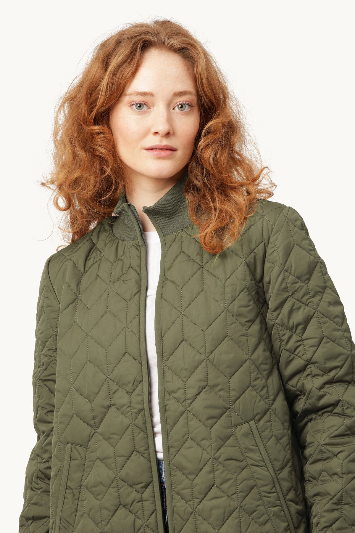 Lang Quiltet Jakke - Army
