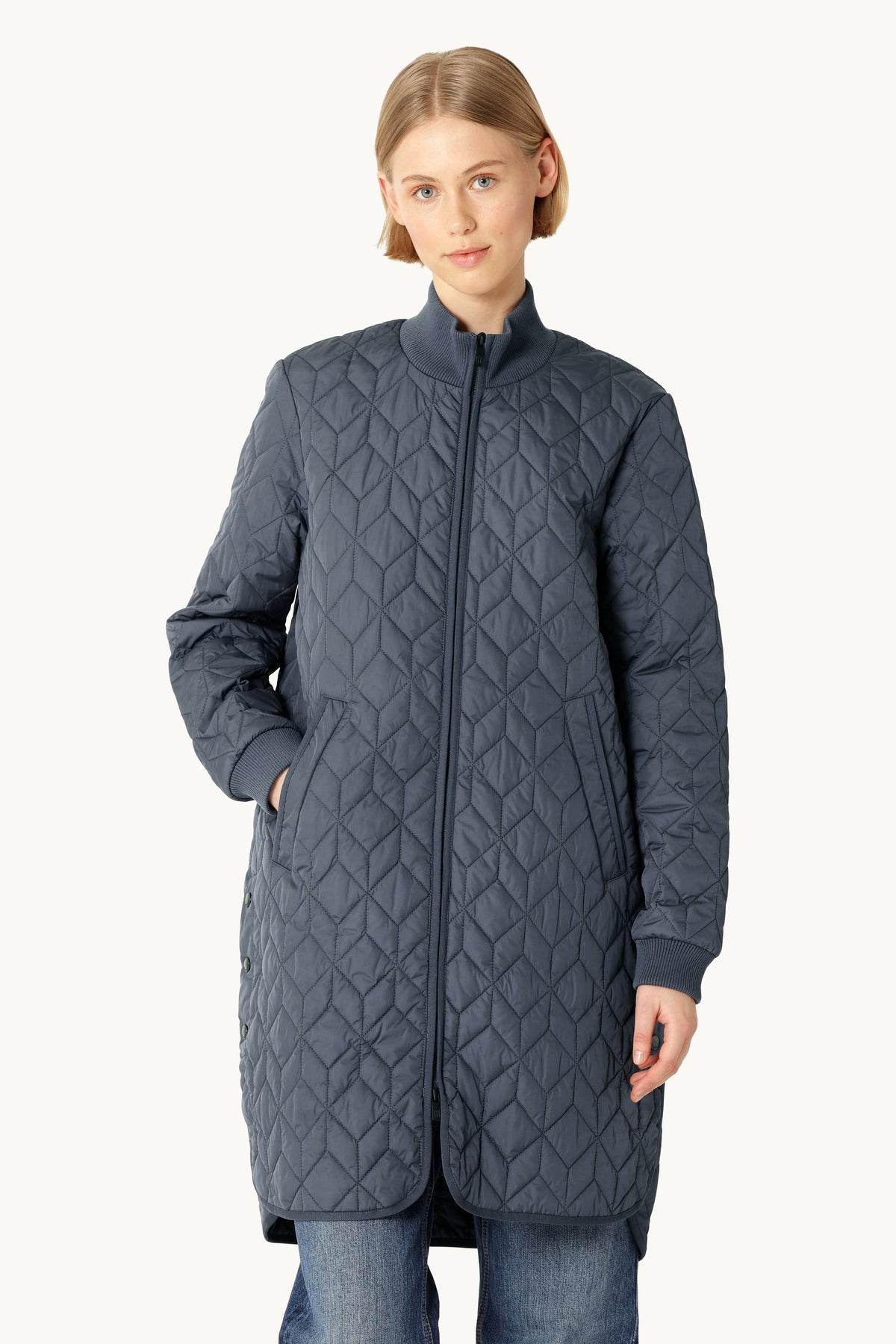Lang Quiltet Jakke - Ombre Blue