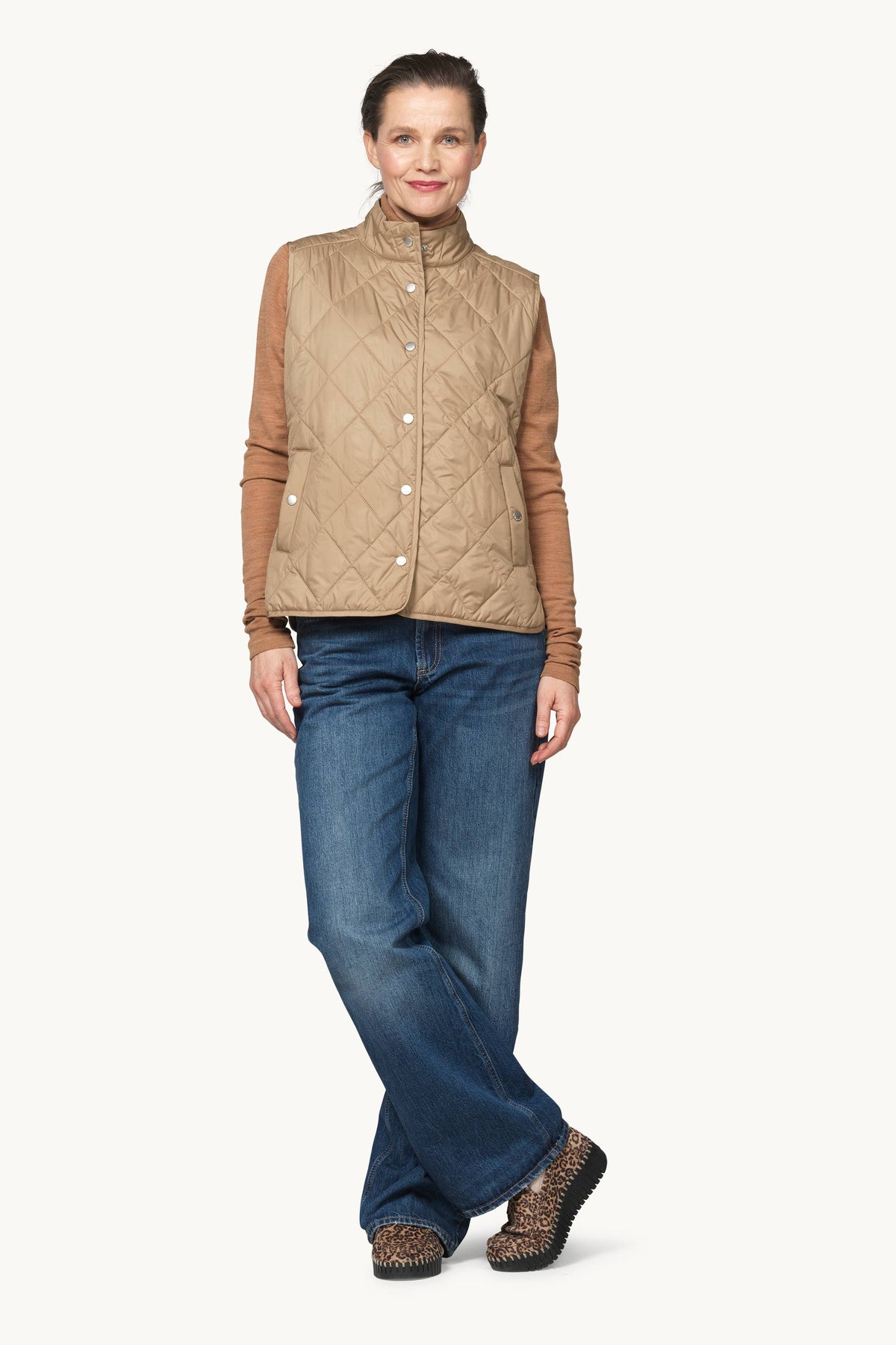 Kort Quiltet Vest - Sepia Tint