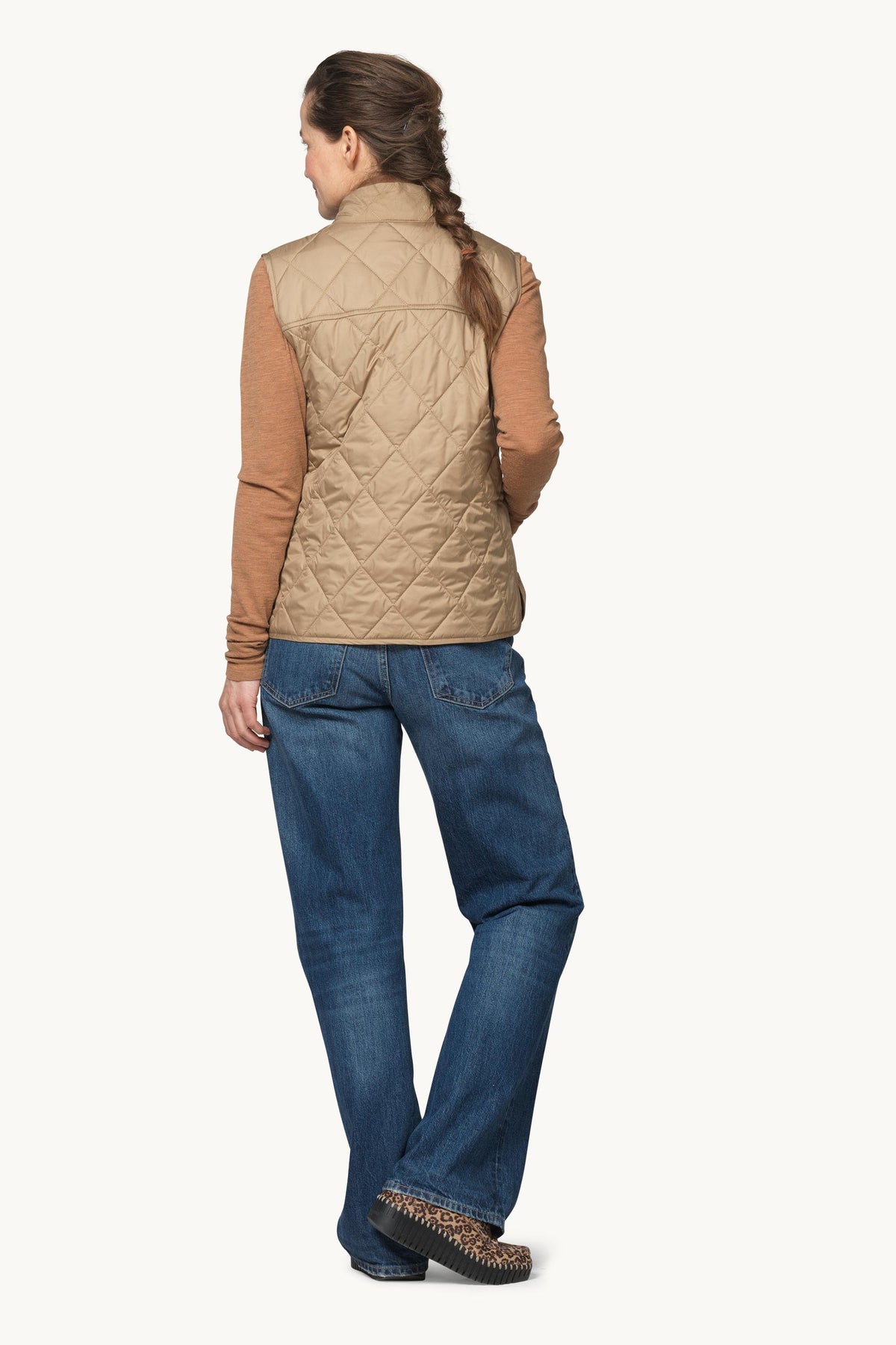 Kort Quiltet Vest - Sepia Tint