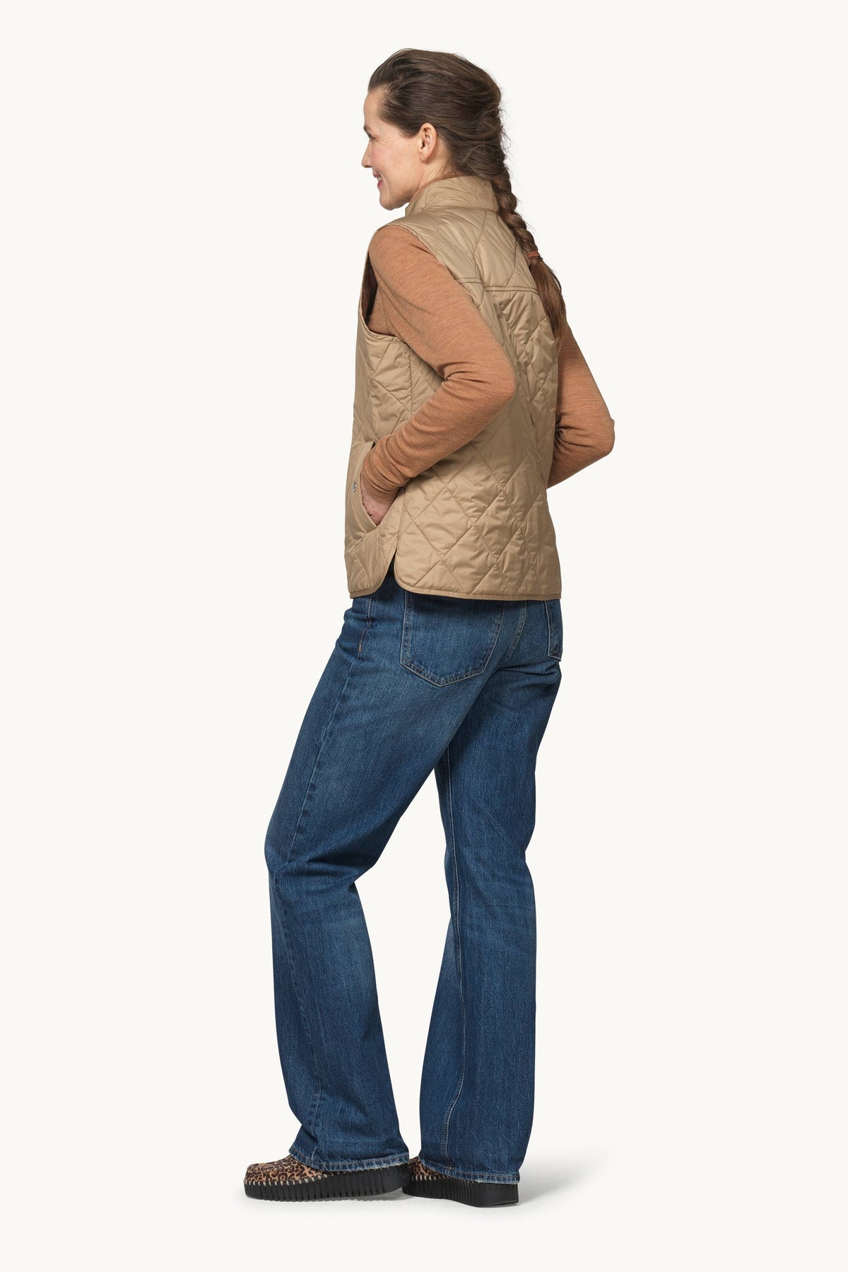 Kort Quiltet Vest - Sepia Tint