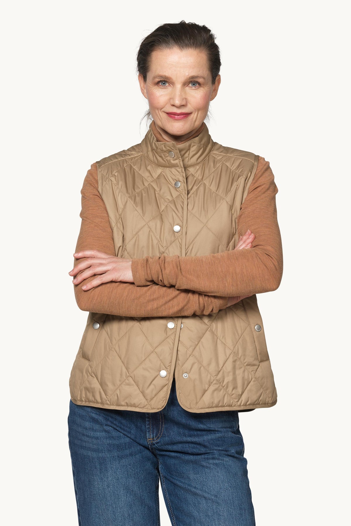 Kort Quiltet Vest - Sepia Tint