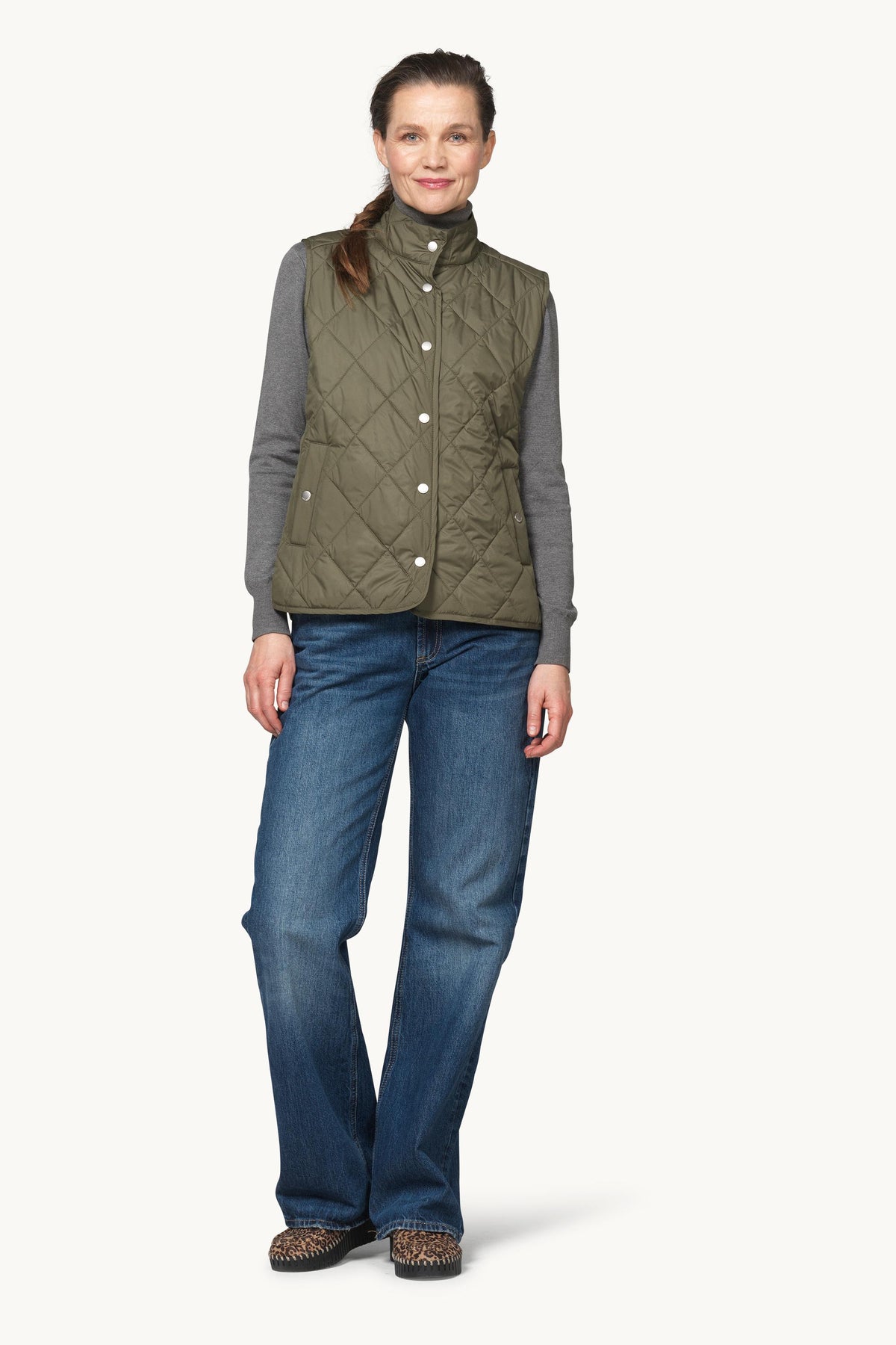 Kort Quiltet Vest - Army