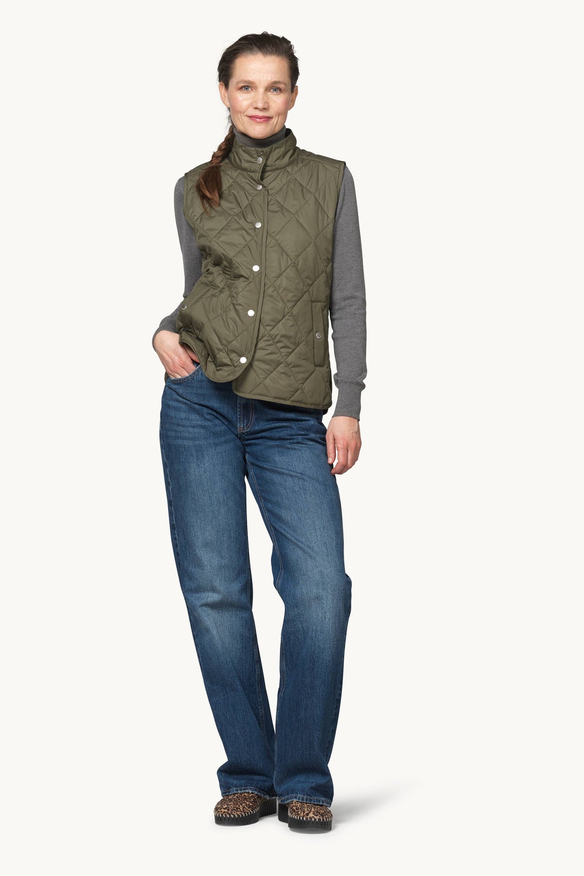 Kort Quiltet Vest - Army