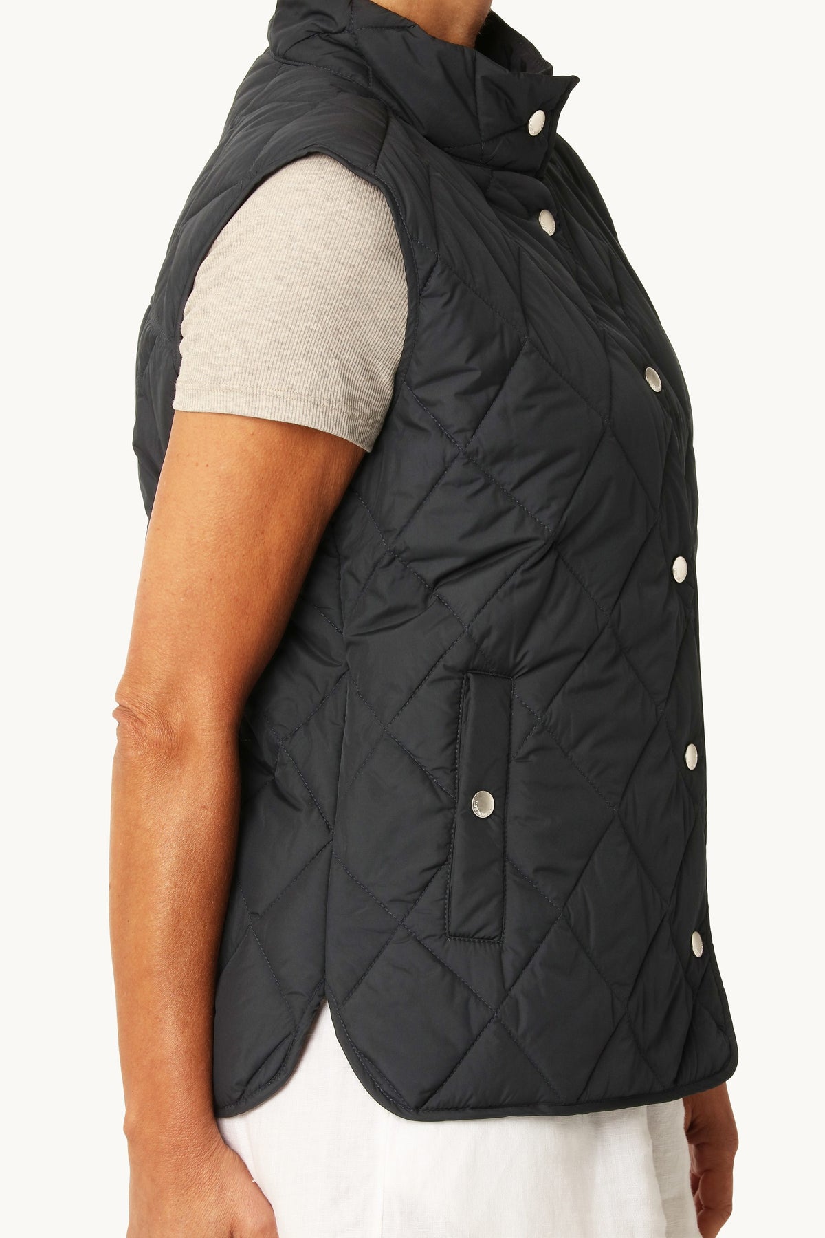 Kort Quiltet Vest - Dark Indigo