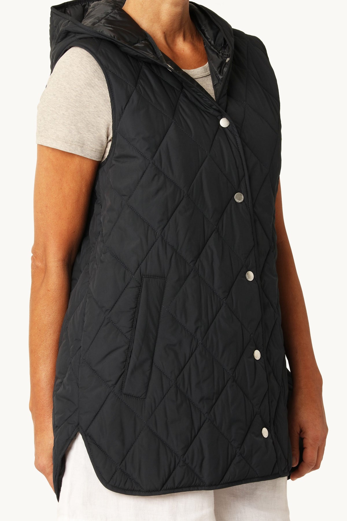 Quilted Long Vest - Dark Indigo