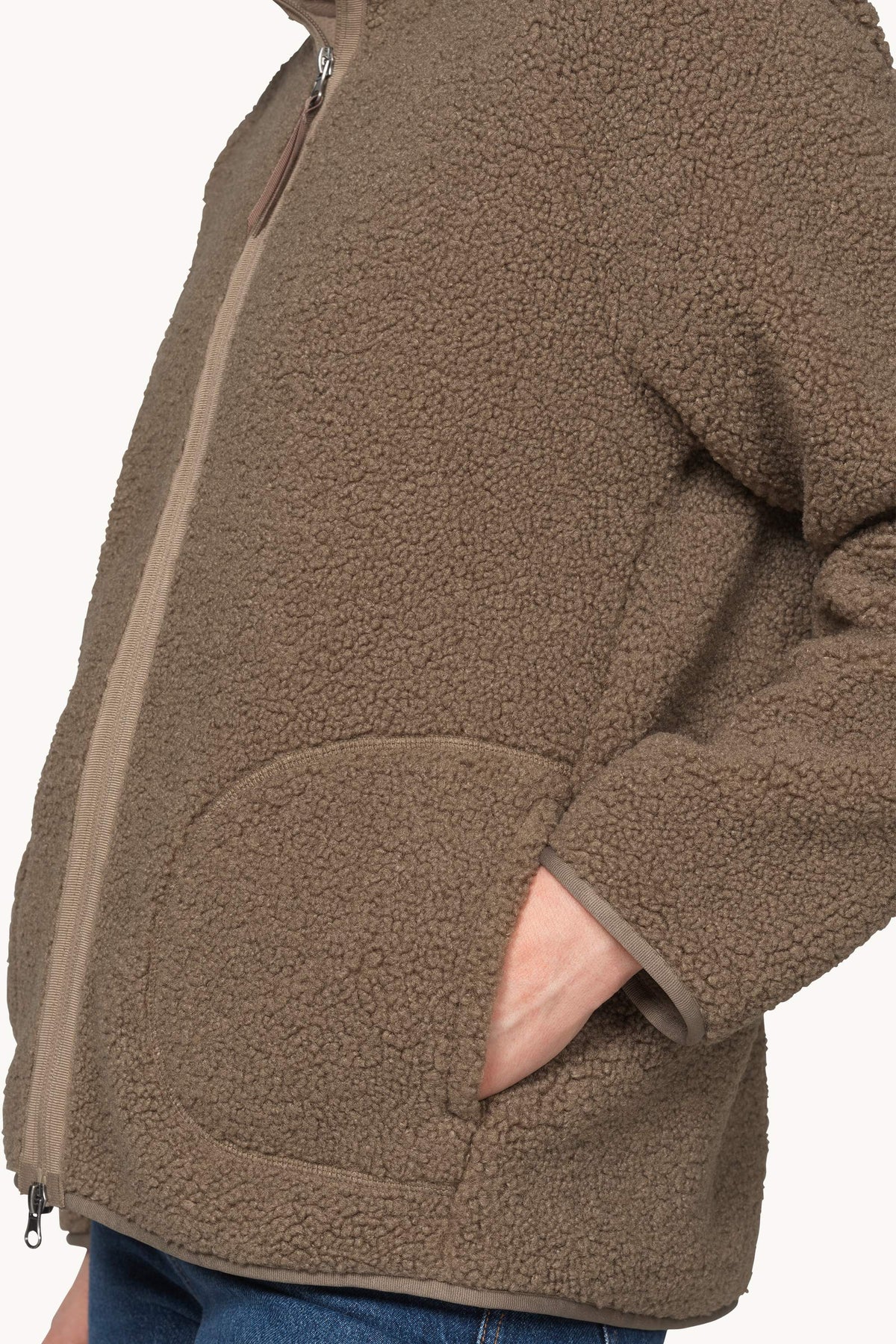 Kort Fleece Jakke - Greige