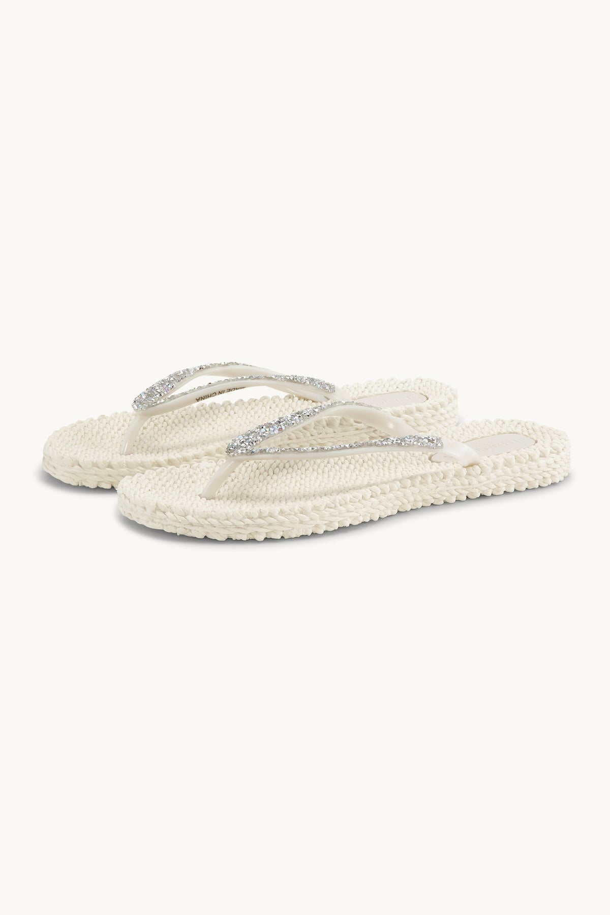 Flip Flops With Rhinestones - Creme