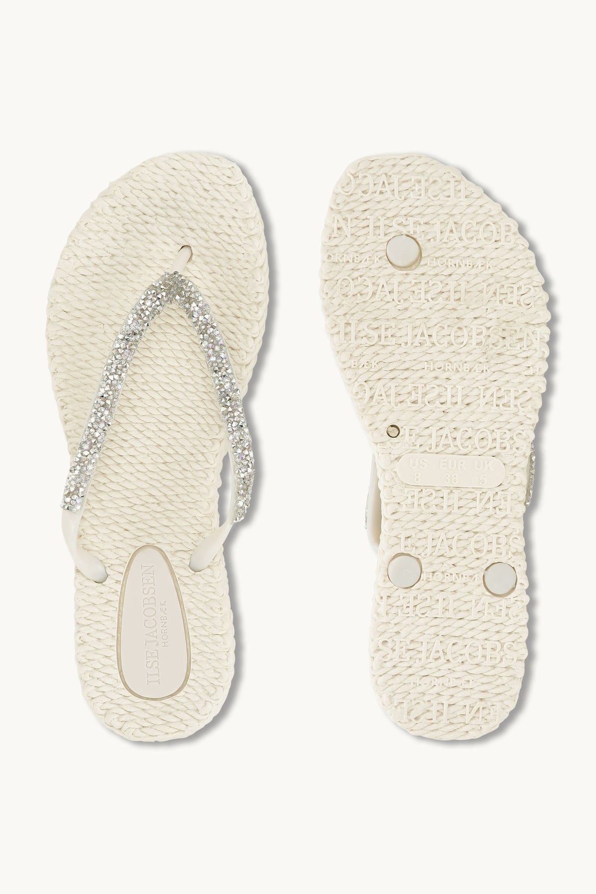 Flip Flops With Rhinestones - Creme