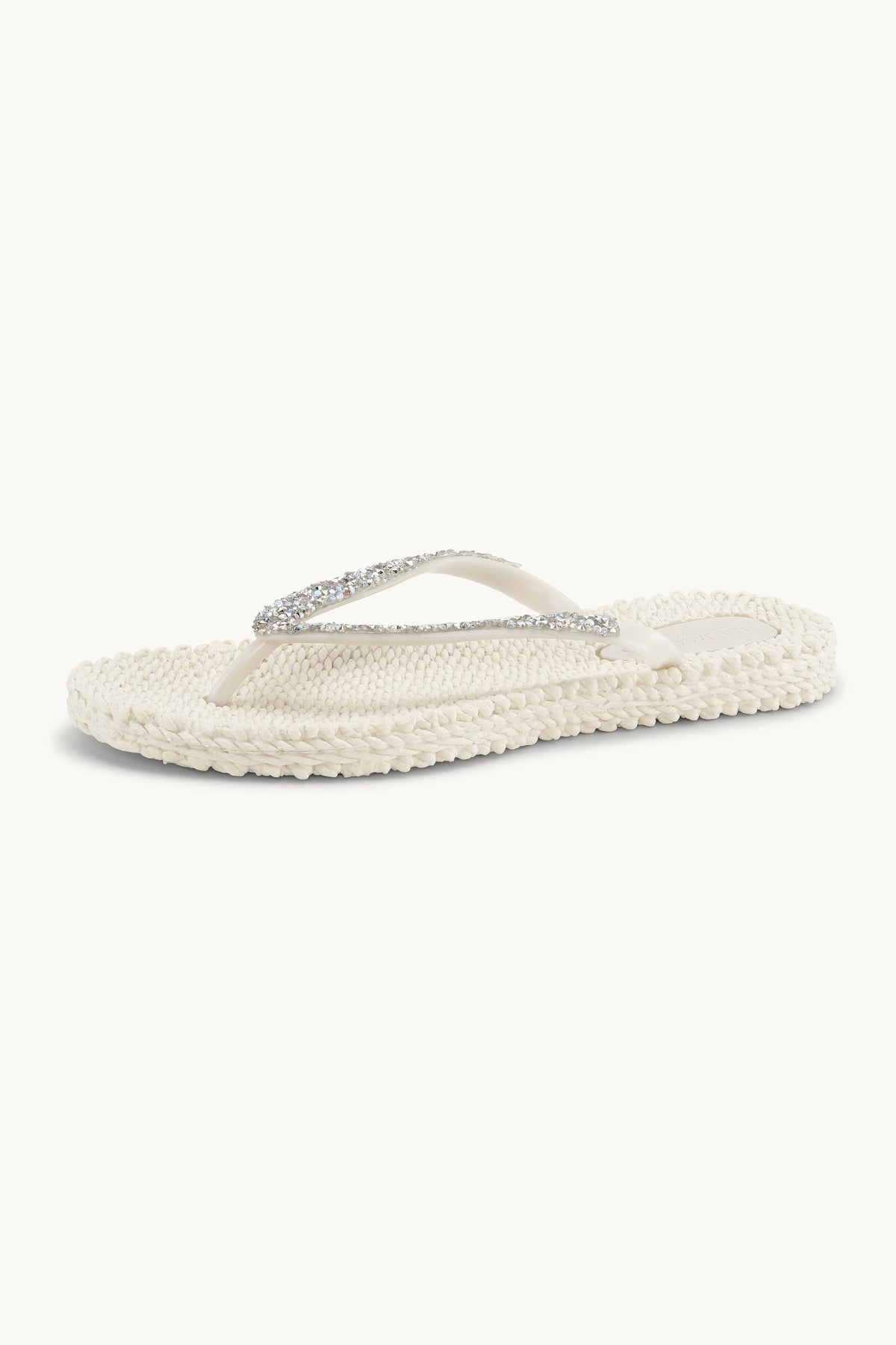 Flip Flops With Rhinestones - Creme