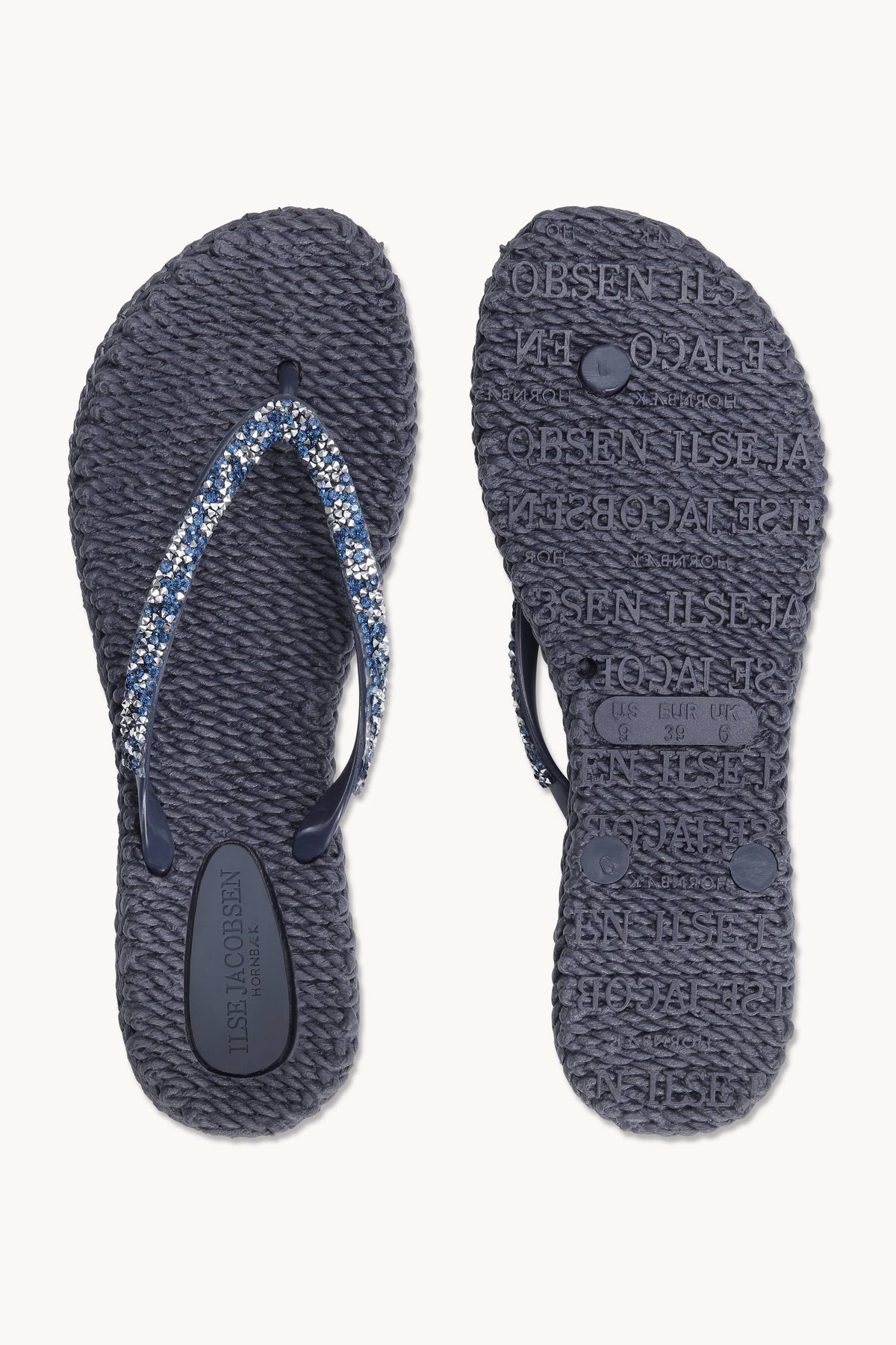 Flip Flops With Rhinestones - Ombre Blue
