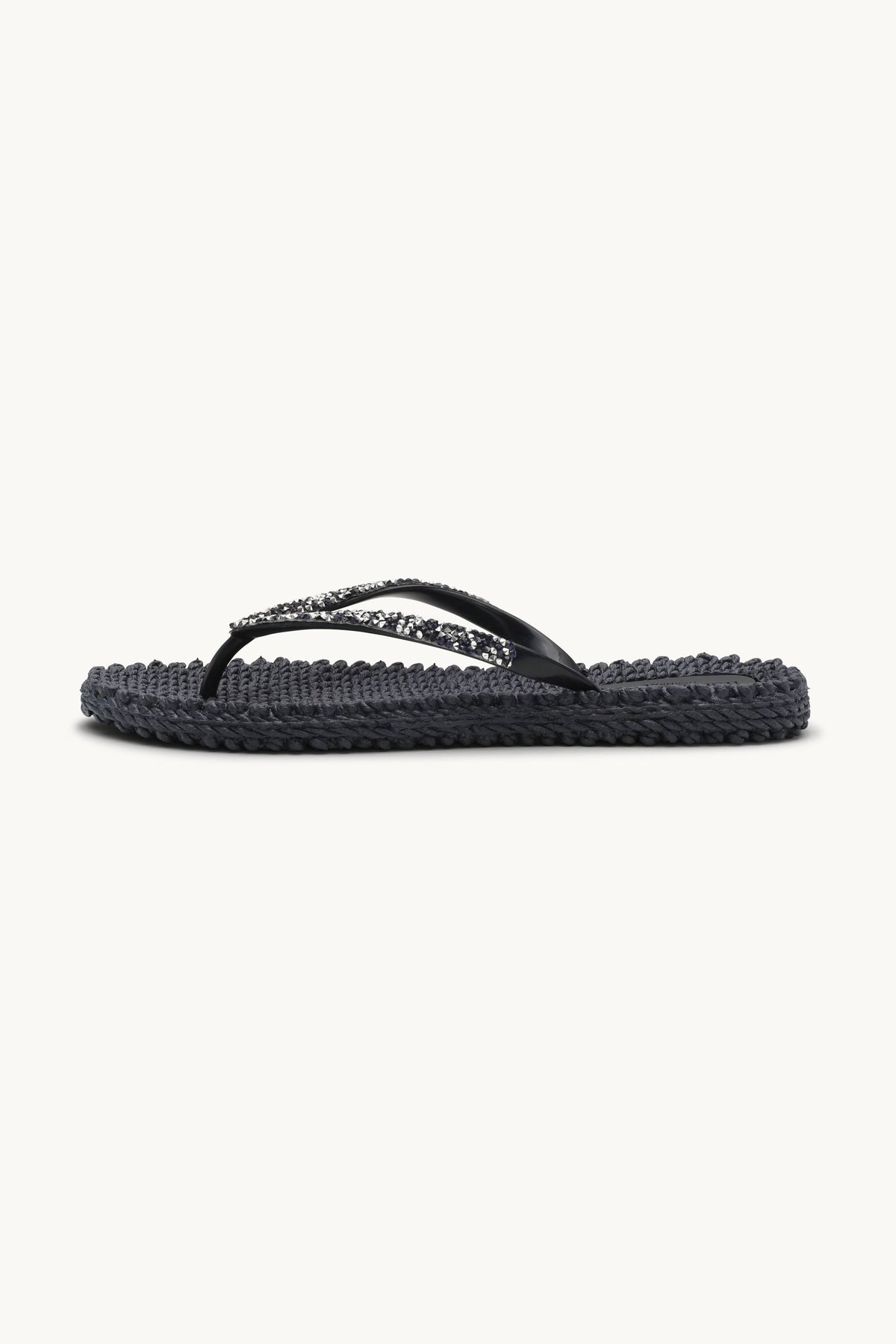 Flip Flops With Rhinestones - Dark Indigo