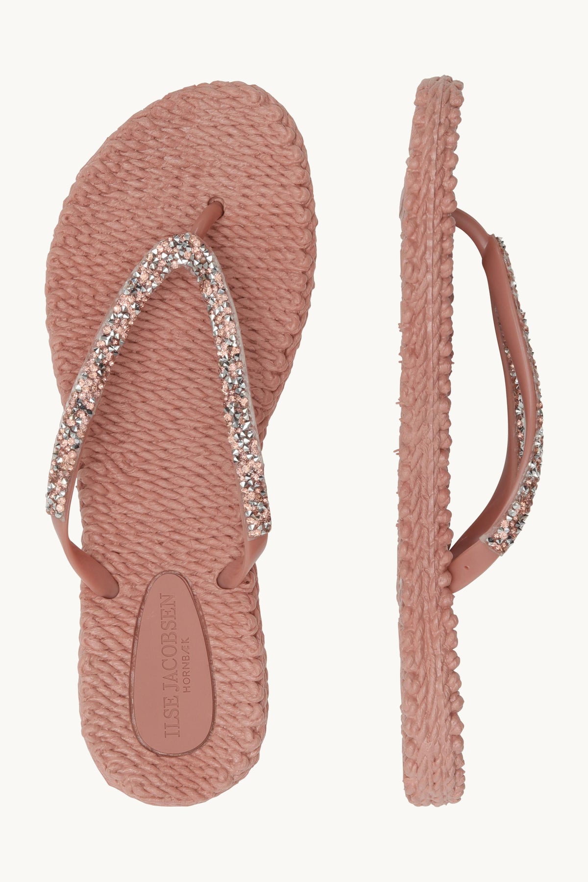 Flip Flops With Rhinestones - Misty Rose