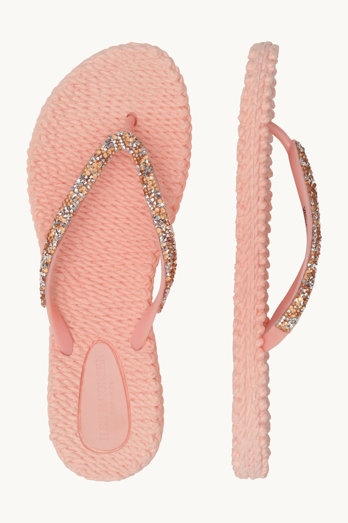 Flip Flops With Rhinestones - Soft Coral