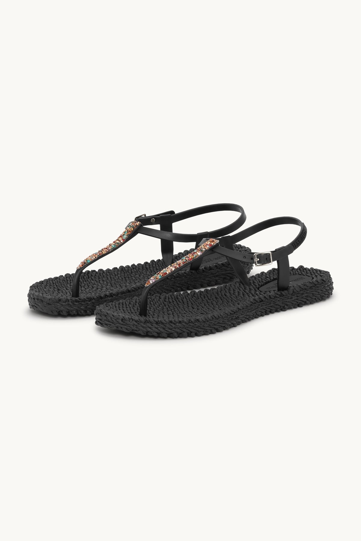 Flip Flops with Rhinestones - Black
