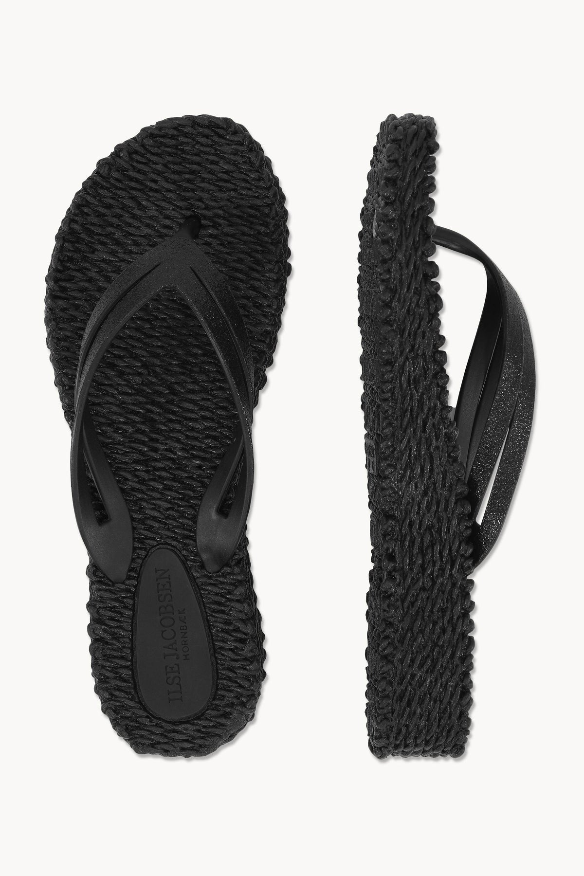 Platform Klipklapper Glitter - Black