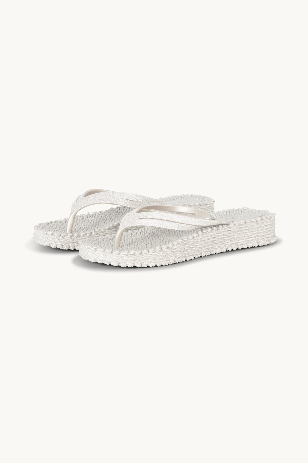 Platform Klipklapper Glitter - Creme