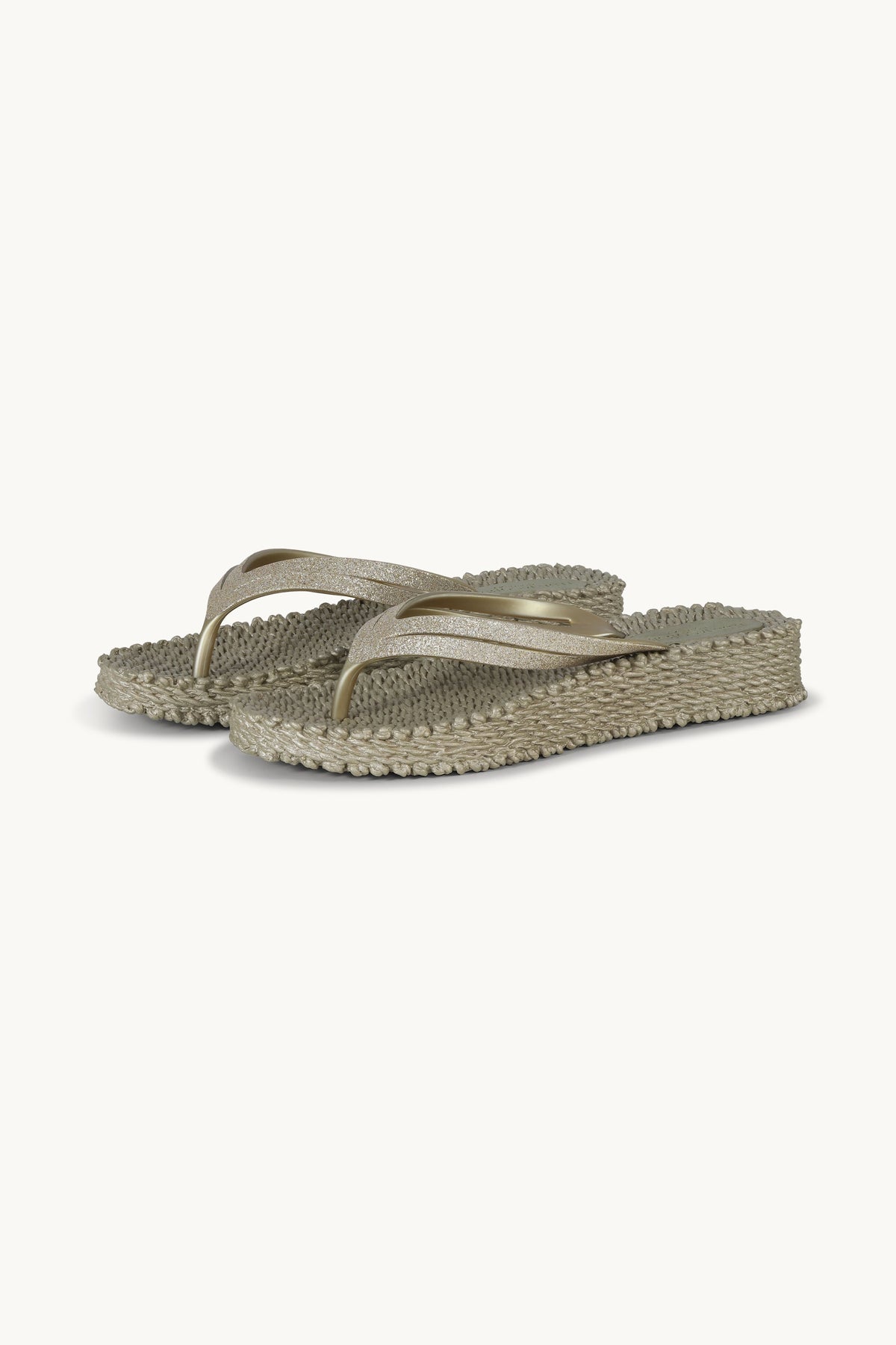 Platform Klipklapper Glitter - Platin